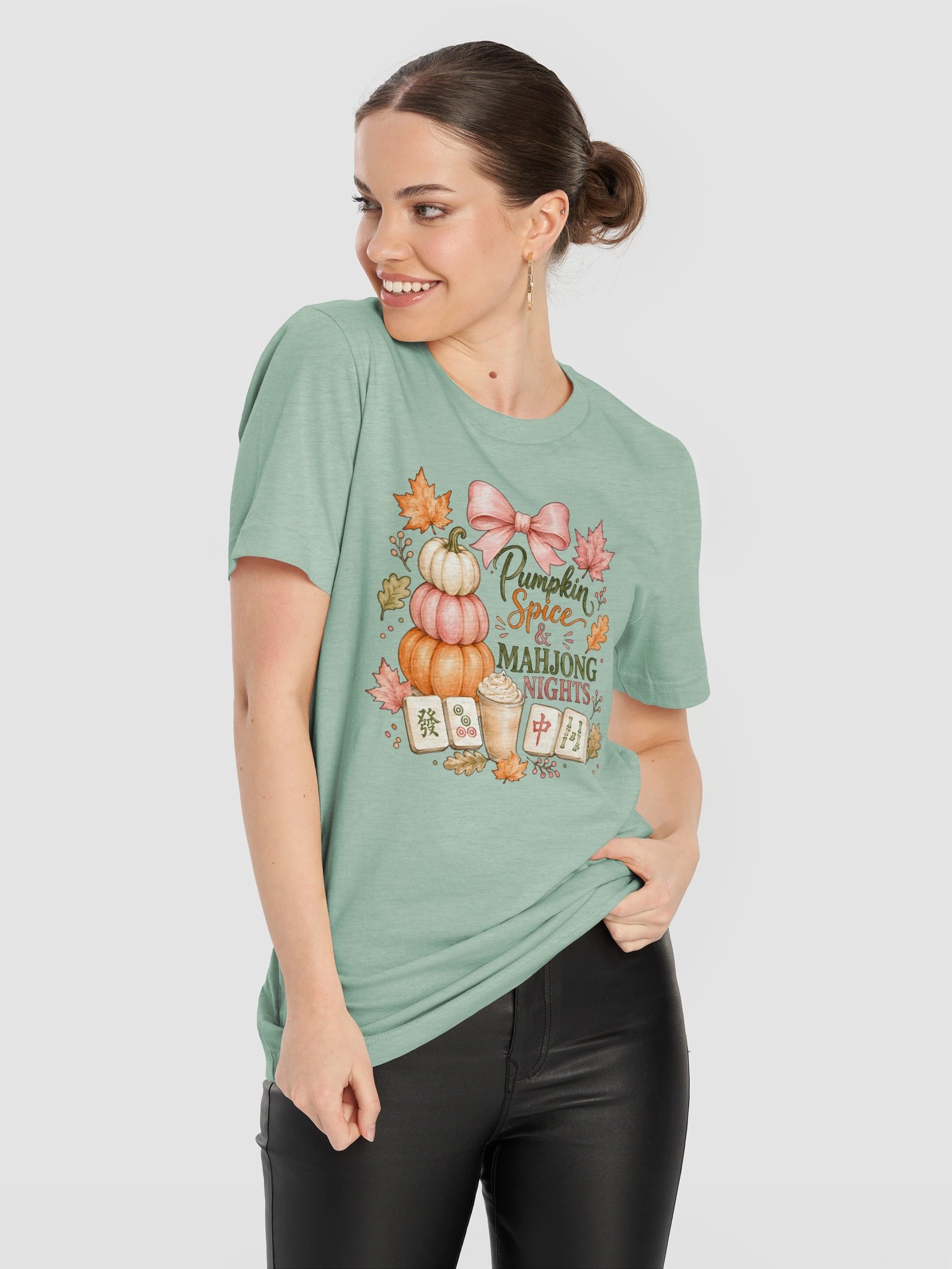 Pumpkin Spice & Mahjong Nights T-Shirt | Fall Mahjong Shirt product image (2)