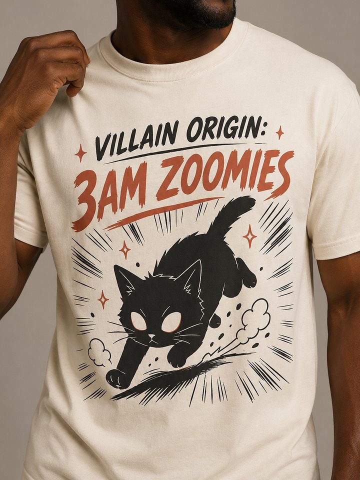 Villain Origin Cat T-Shirt – Funny “3AM Zoomies” Black Cat Tee for Cat Lovers product image (2)