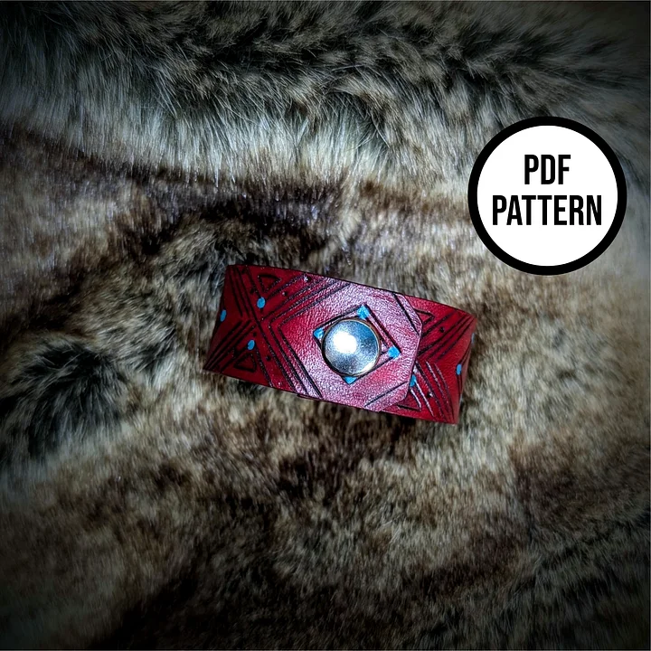 Geometric Leather Cuff Pattern - PDF Pattern for Leatherwork product image (2)