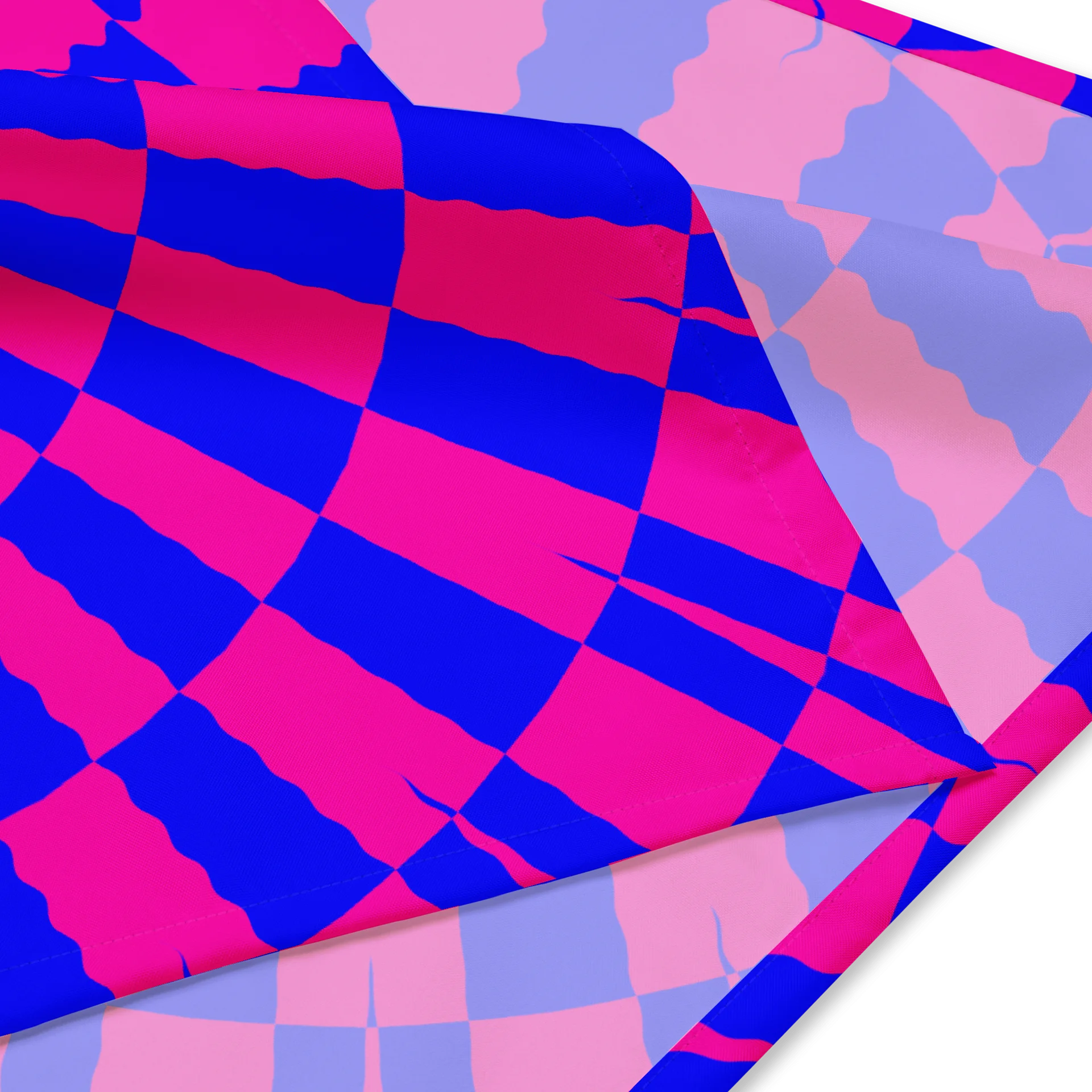 Spiral Illusion Neon Cotton Candy Color Bandana, Bright Blue Pink Trippy Twisted Accessories product image (2)