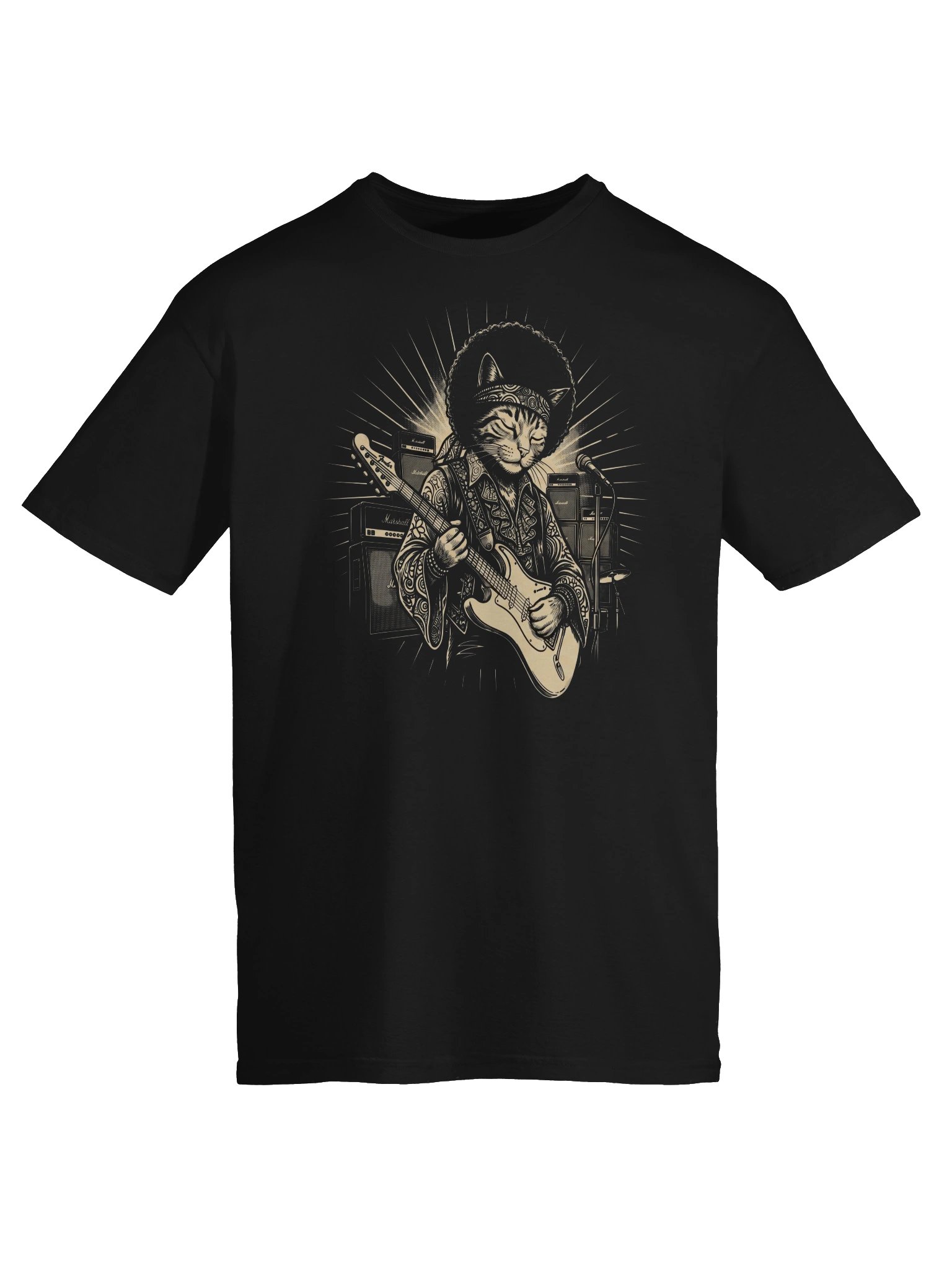 Jimi Hendrix Cat Guitar T-Shirt | Funny Rock Music Guitar Tee product image (6)