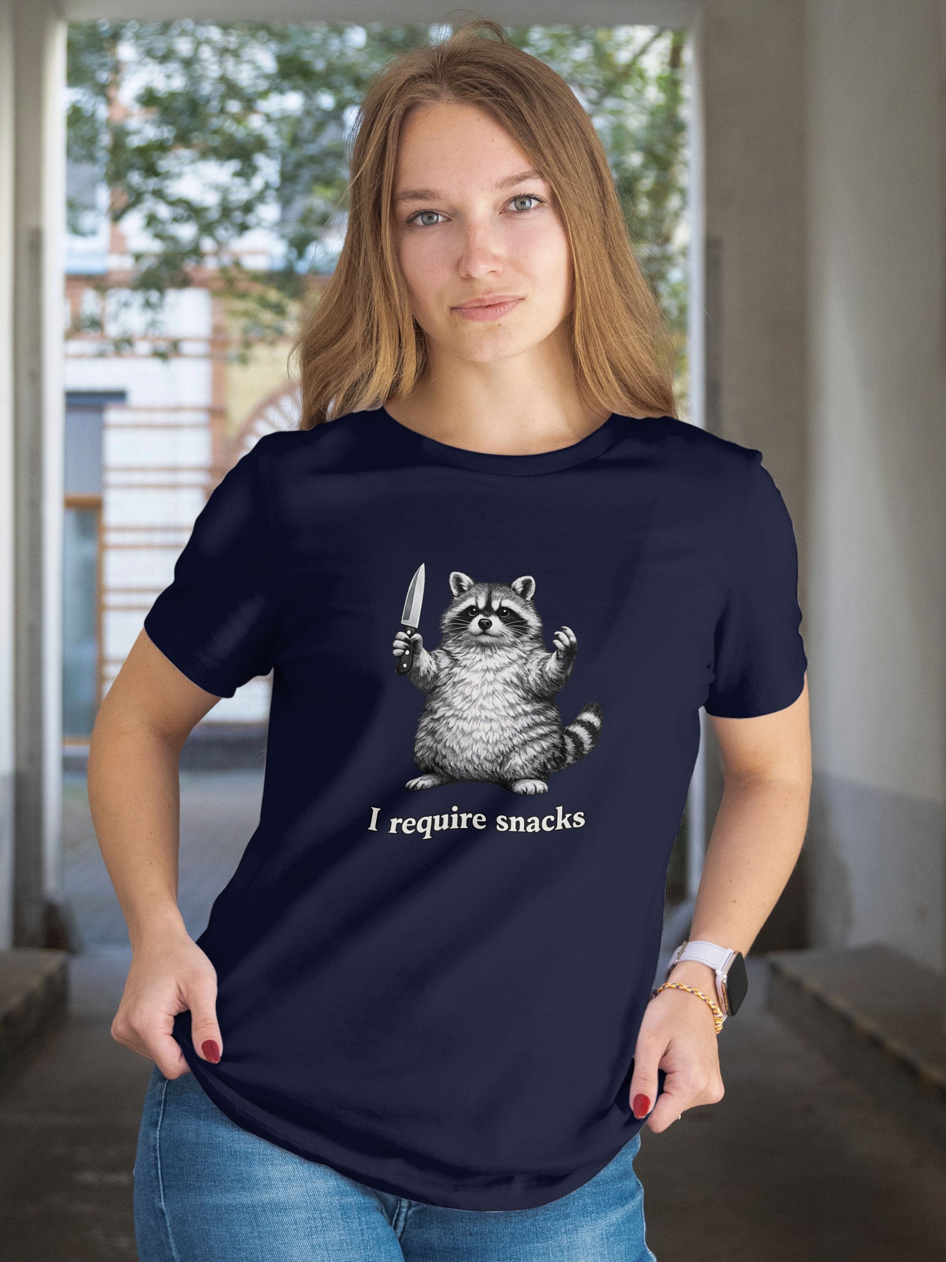 I Require Snacks Raccoon Shirt | Funny Snack Lover Graphic Tee | Comfort Colors 1717 product image (6)