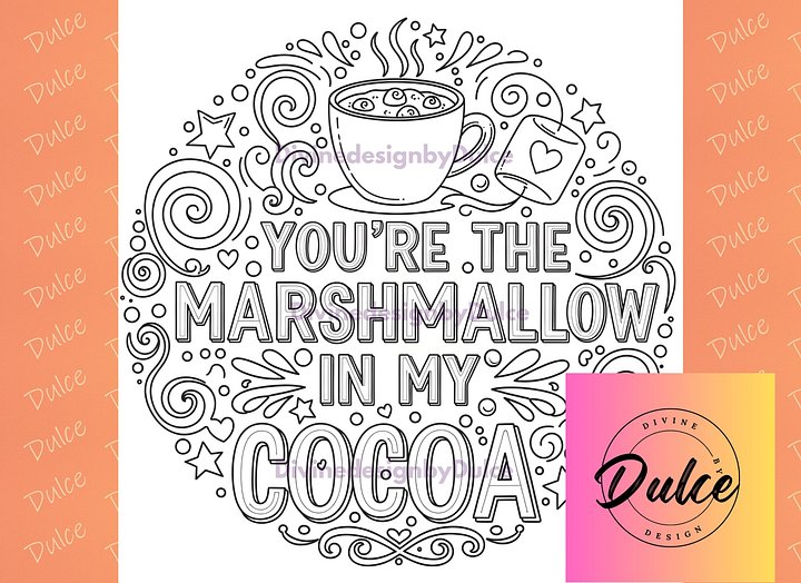 Marshmallow in My Cocoa Love & Friendship Coloring Page (Digital Download) product image (1)