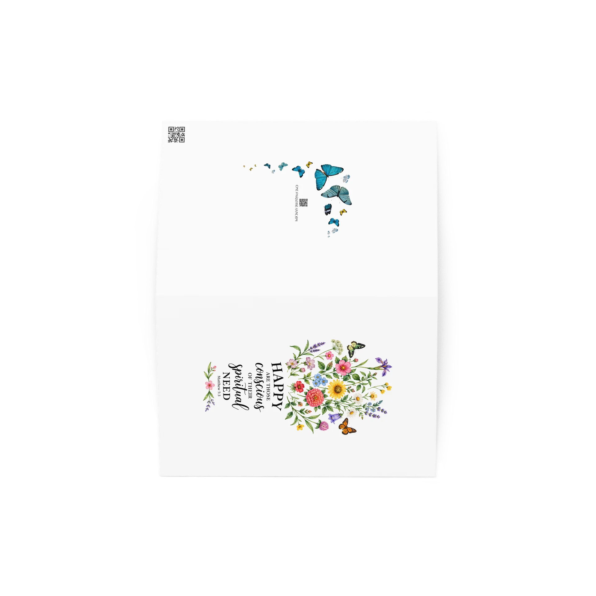 “Happy Are Those Conscious of Their Spiritual Need” | Matthew 5:3 | Floral Greeting Card product image (2)