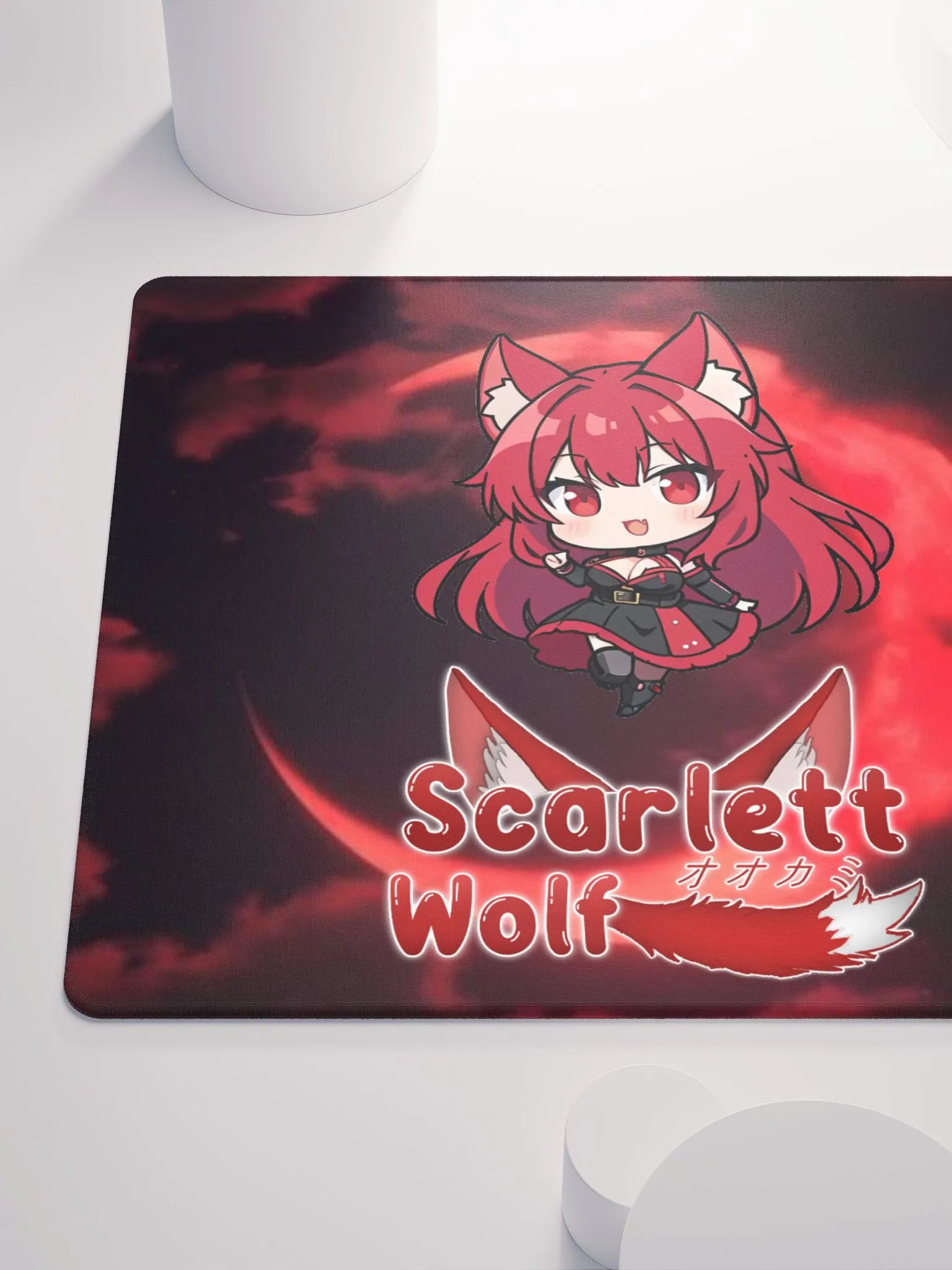 Scarlett Wolf Red Moon Gaming Mouse Pad product image (4)