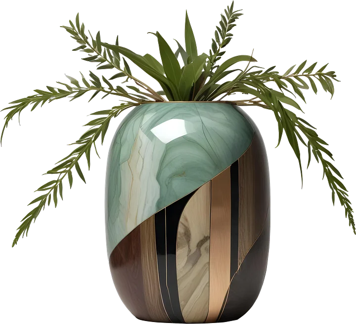 Luxe Botanique – Verdant Harmony Vase PNG product image (1)