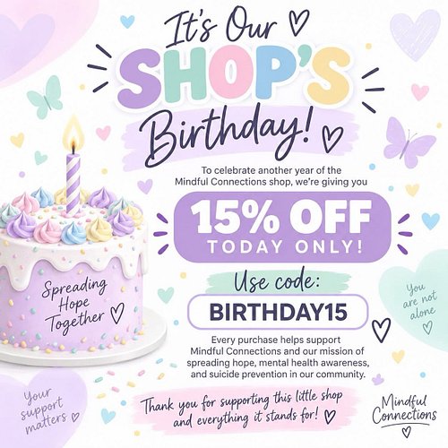 🎂✨ It’s our shop’s birthday! ✨🎂

Today we’re celebrating another year of the Mindful Connections Shop! 🥹💜

This shop is about...