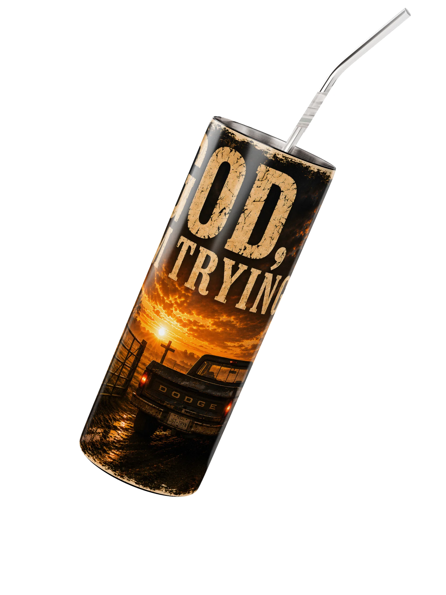 God, I'm Trying Stainless Steel Tumbler product image (3)