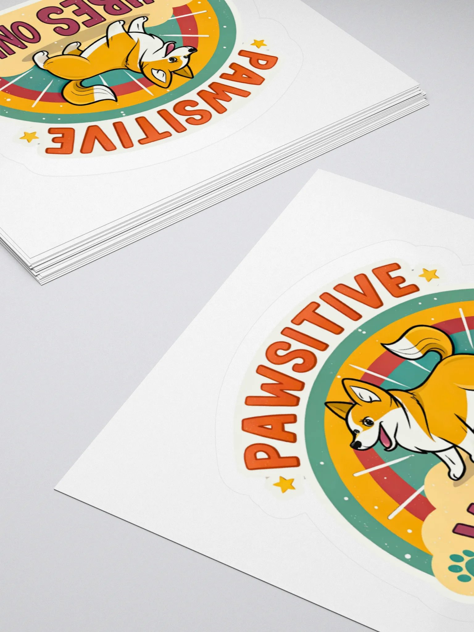 Pawsitive Vibes Corgi Kiss Cut Stickers product image (10)