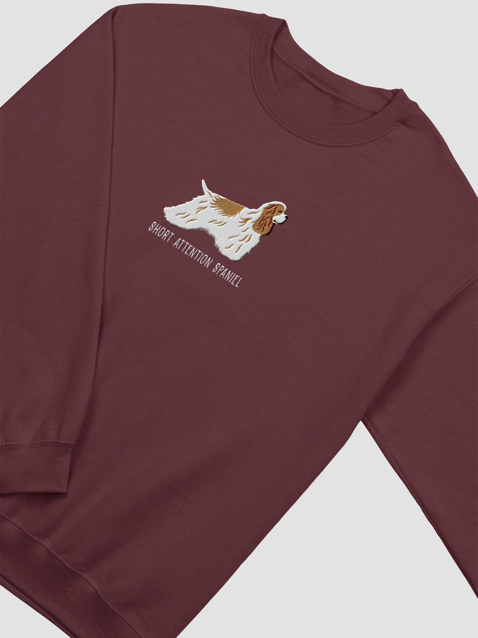 Short Attention Spaniel Sweatshirt (Embroidered) of an American Cocker Spaniel(Brown & White) product image (6)