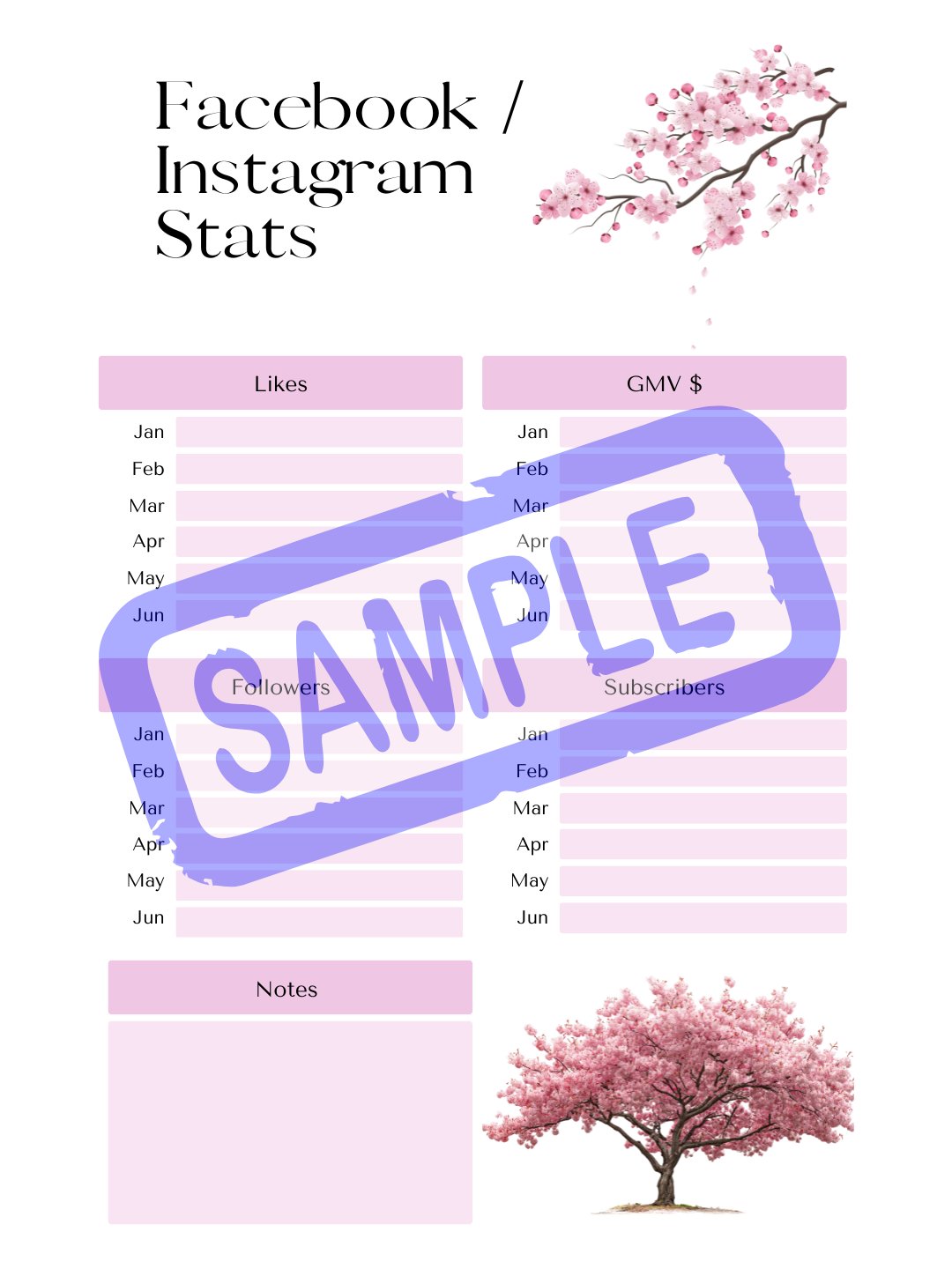 Cherry Blossom Social Media Planner - A5 product image (6)