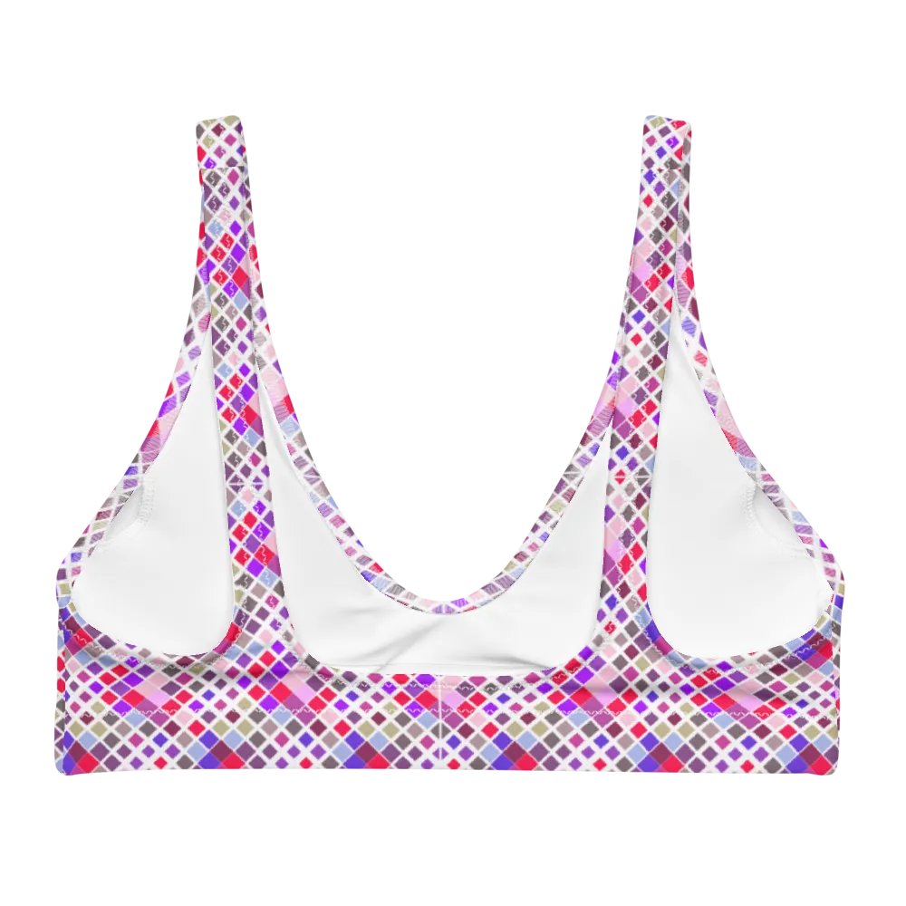Colorful Square Pattern Design Padded Bikini Top product image (2)