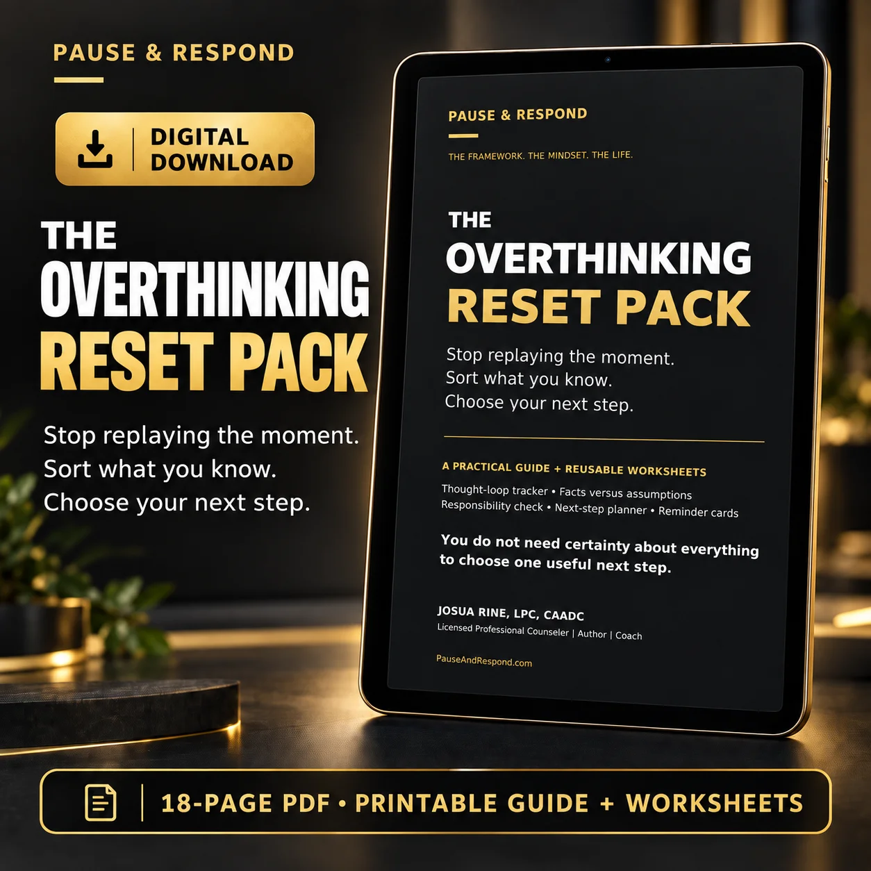 The Overthinking Reset Pack — Digital Guide & Worksheets product image (1)