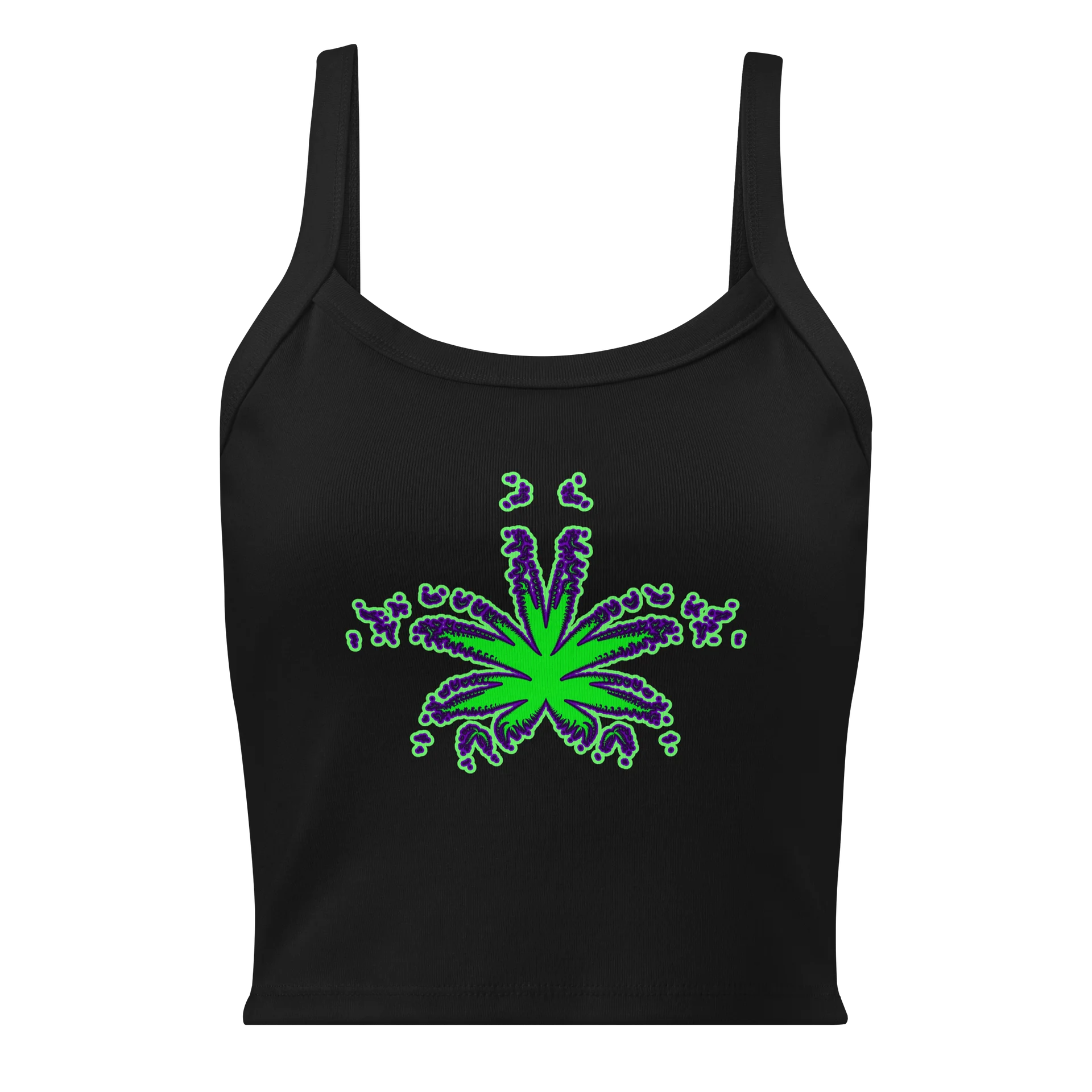 Green Purple Pot Leaf Art Black Tank Top, Retro 420 Fashion, Twisted Summertime Stoner Shirt product image (1)