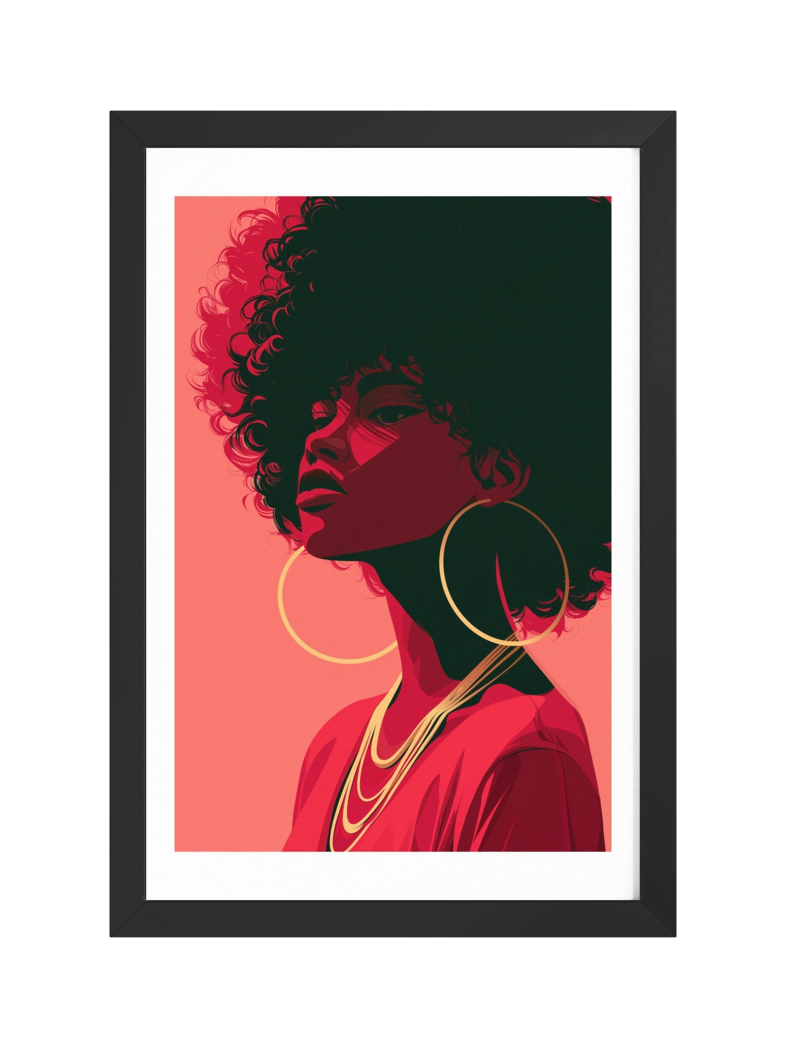 MONA No. 1 FRAMED | Black Woman Wall Art | Afro Portrait Print, Crimson & Gold product image (1)