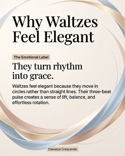 Waltzes feel elegant because they do not move in straight lines. They turn.

The rhythm gives the body a sense of circular mo...