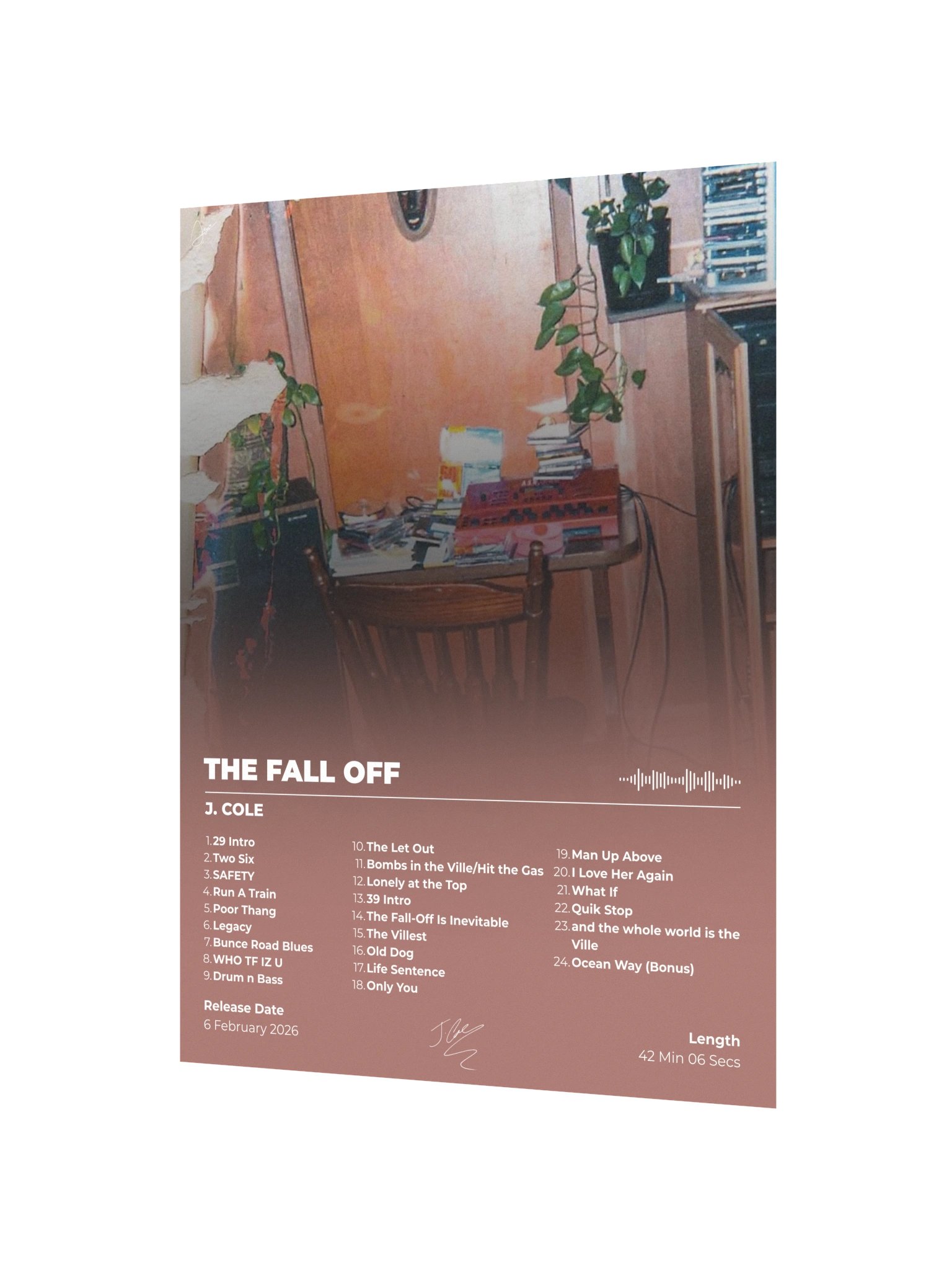 THE FALL OFF Tracklist Poster product image (3)