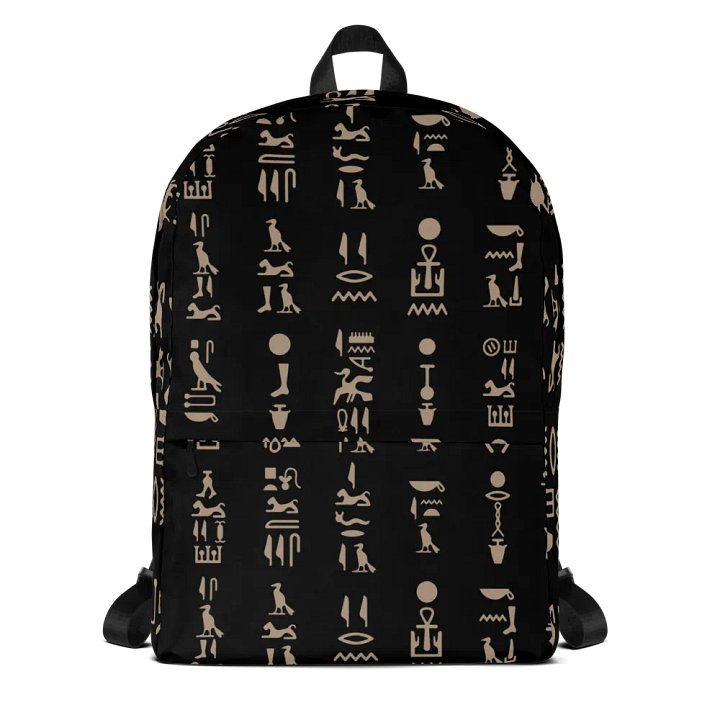 Isis Black Hieroglyphs All-Over Print Backpack product image (1)