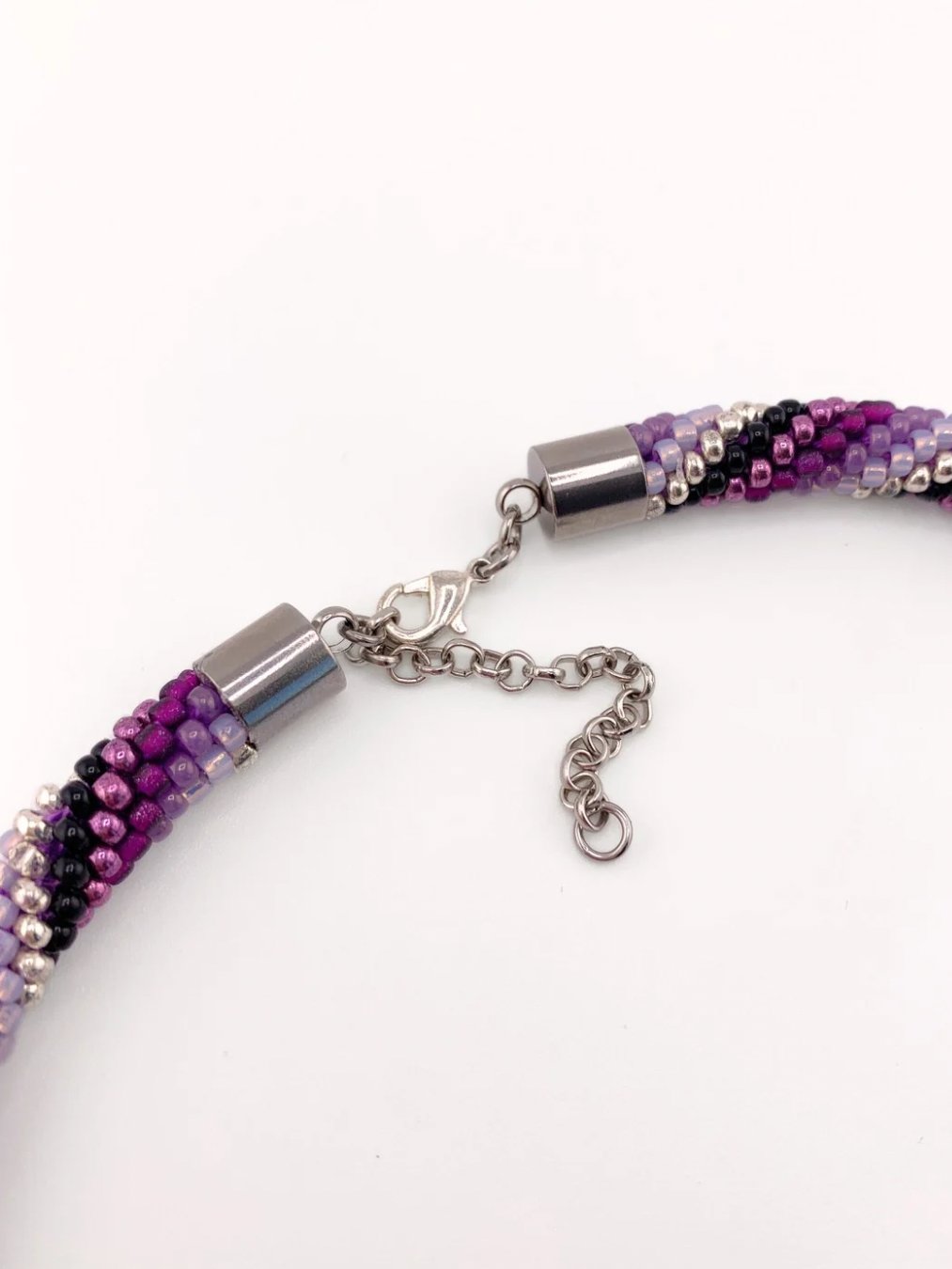 Purple and Black Bead Crochet Spiral Necklace product image (3)