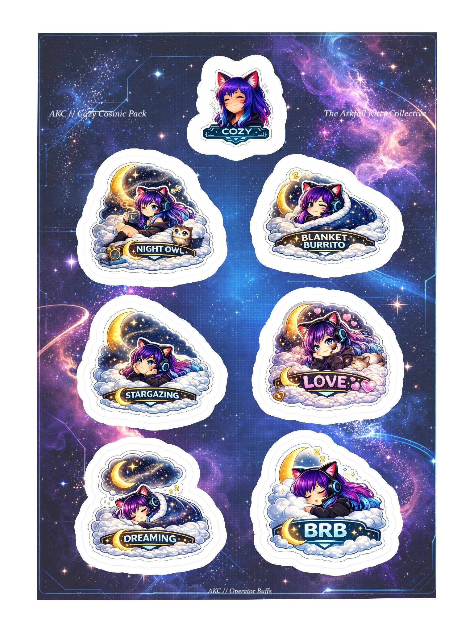 • AKC // Mini Sticker Pack | AKC Cozy Cosmic Pack | Arkfall Kitty Collective product image (3)