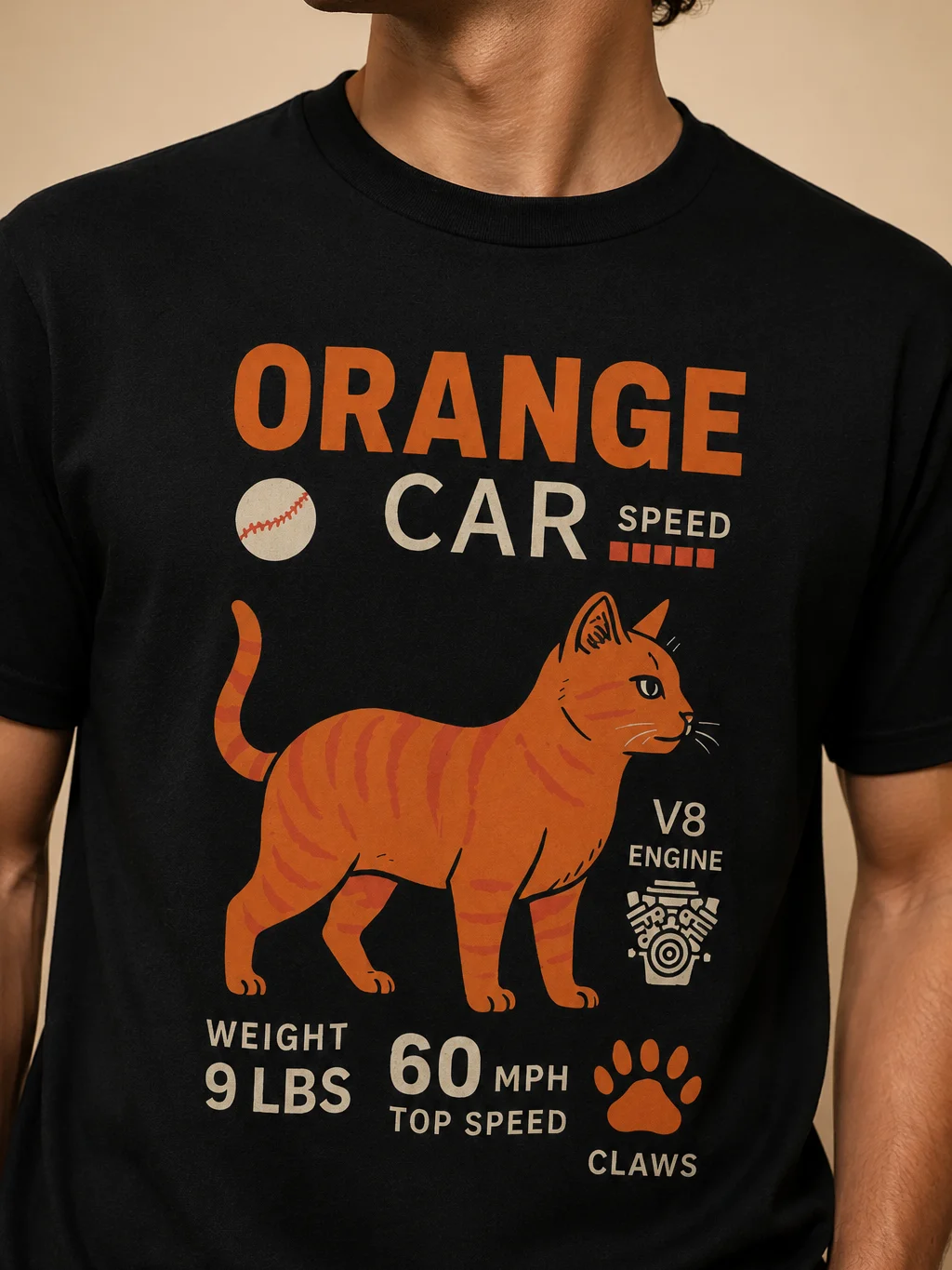 Orange Car Cat T-Shirt – Funny Ginger Cat Graphic Tee for Cat Lovers product image (2)