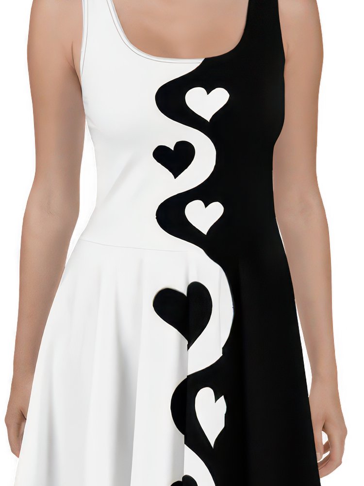 Split Half and Half Hearts Dress | Black and White product image (2)