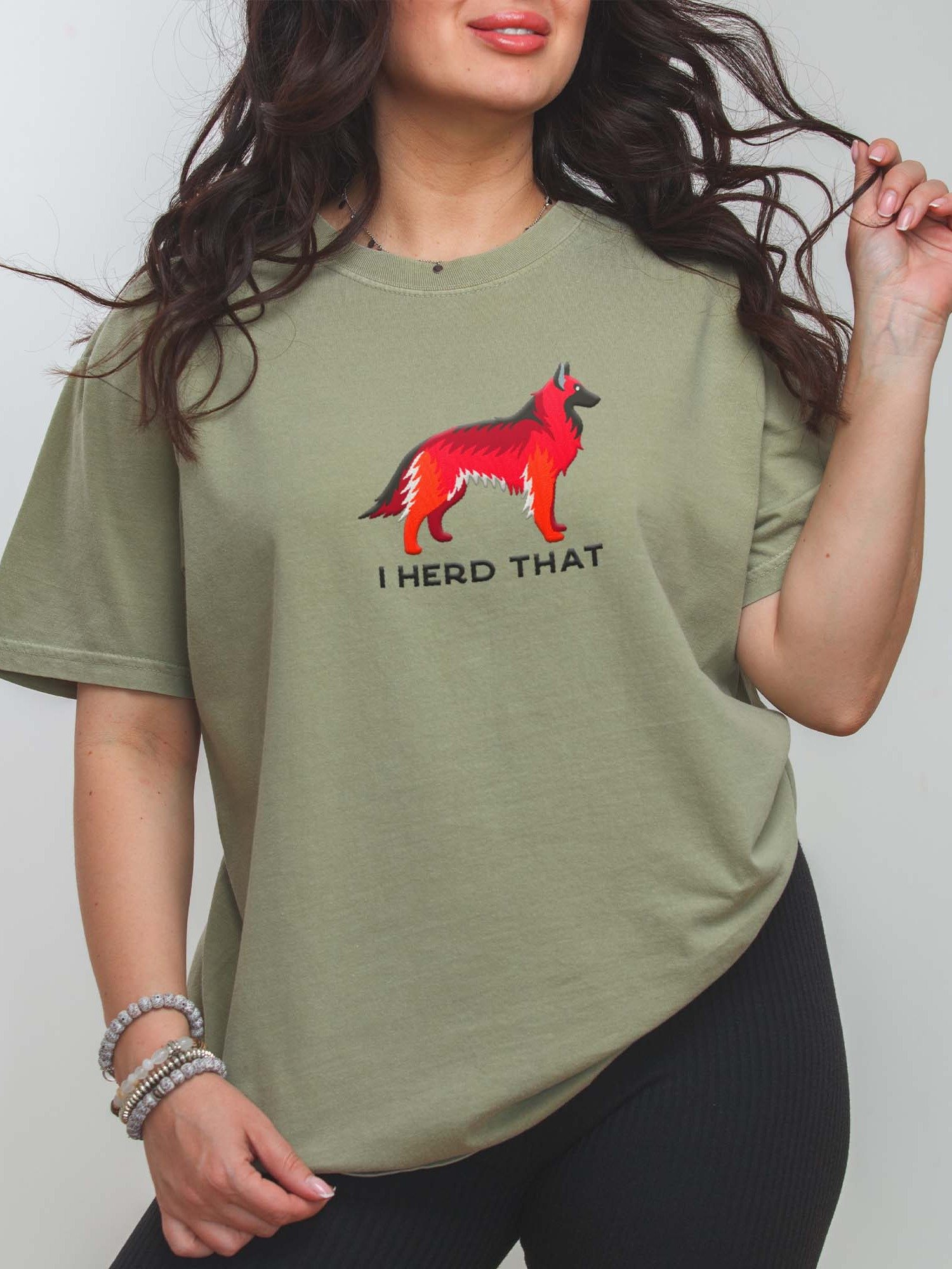 I Herd That T-Shirt(Embroidered) of a Belgian Tervuren(Red) product image (2)