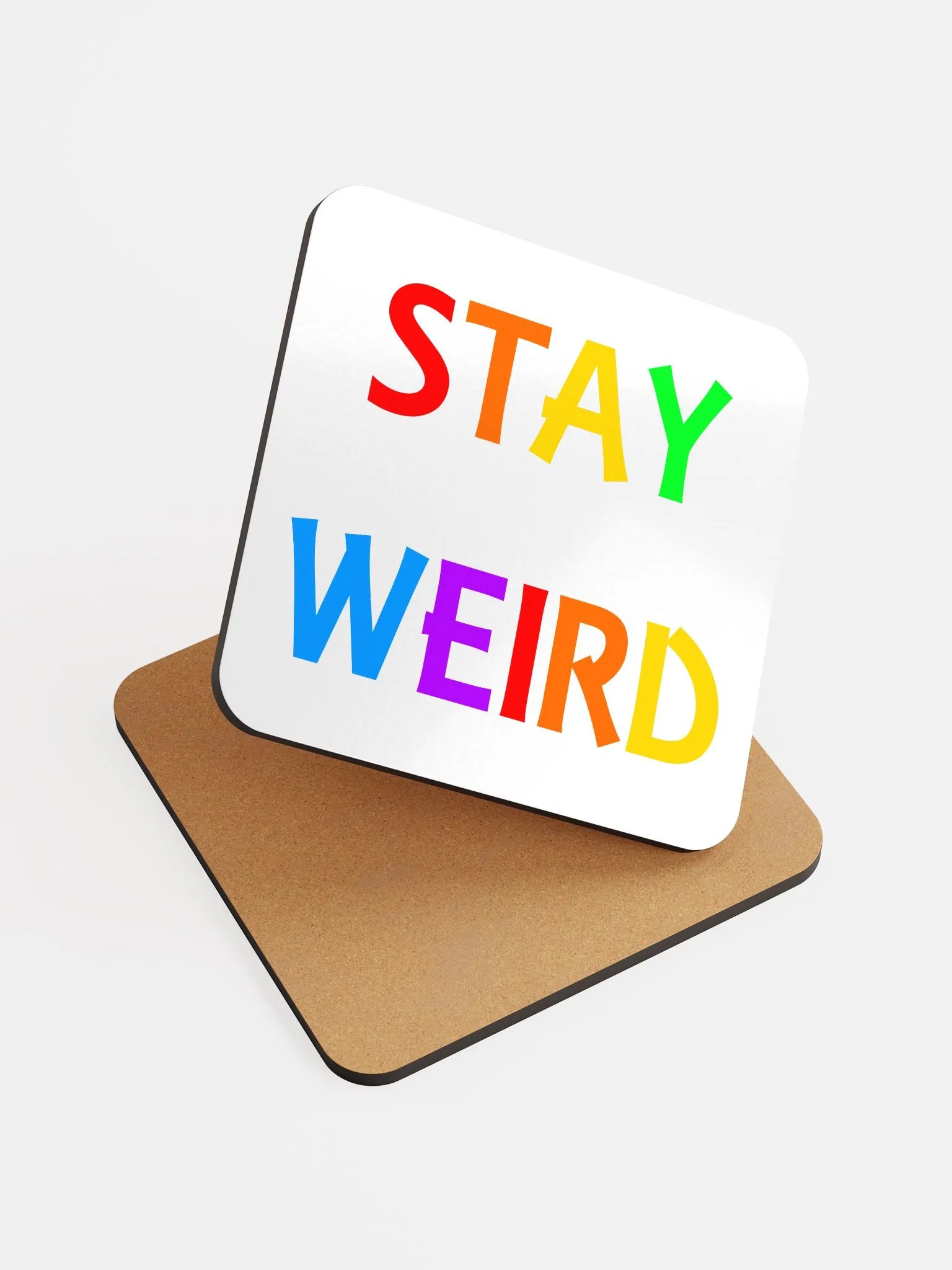 Stay Weird Rainbow - Glossed Cork Coaster product image (3)