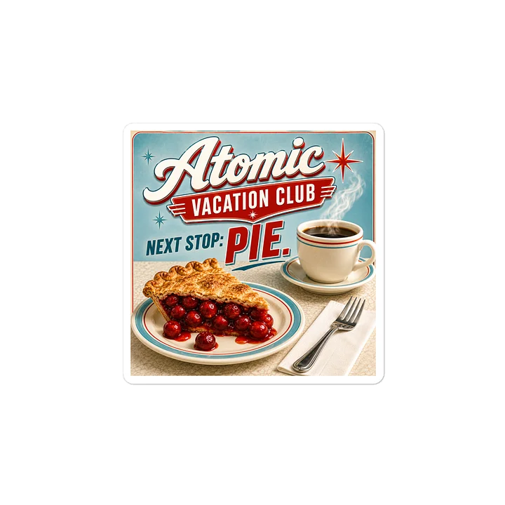 Atomic Vacation Club™ Next Stop: Pie Die-Cut Sticker | 4" × 4" product image (1)