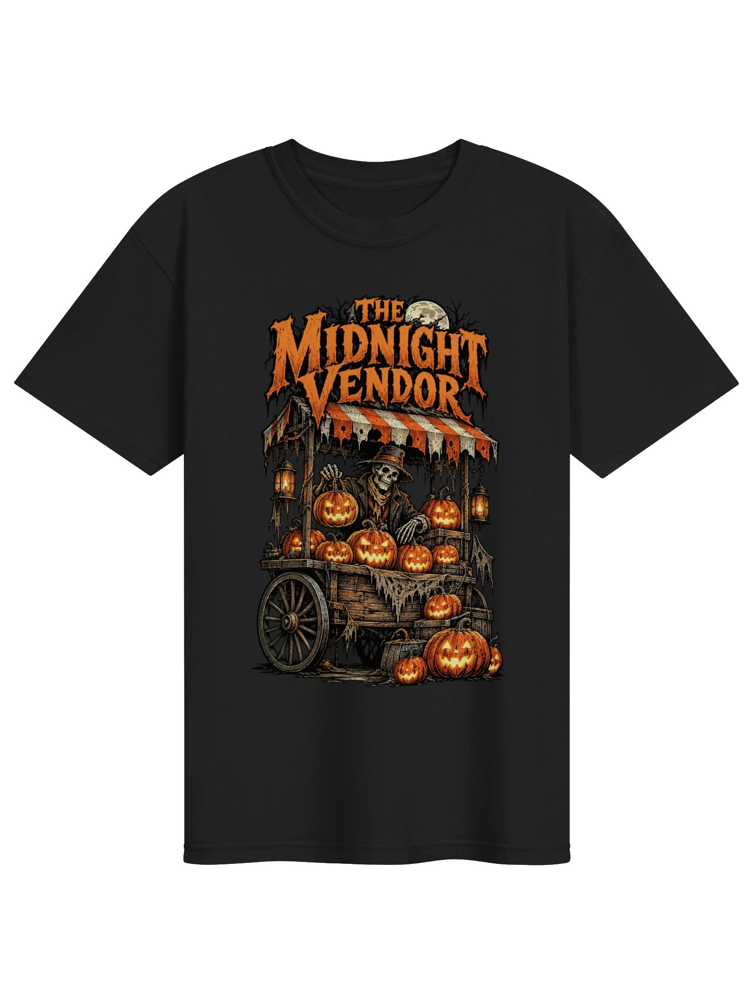 The Midnight Vendor — Halloween Skeleton Pumpkin T-Shirt product image (1)