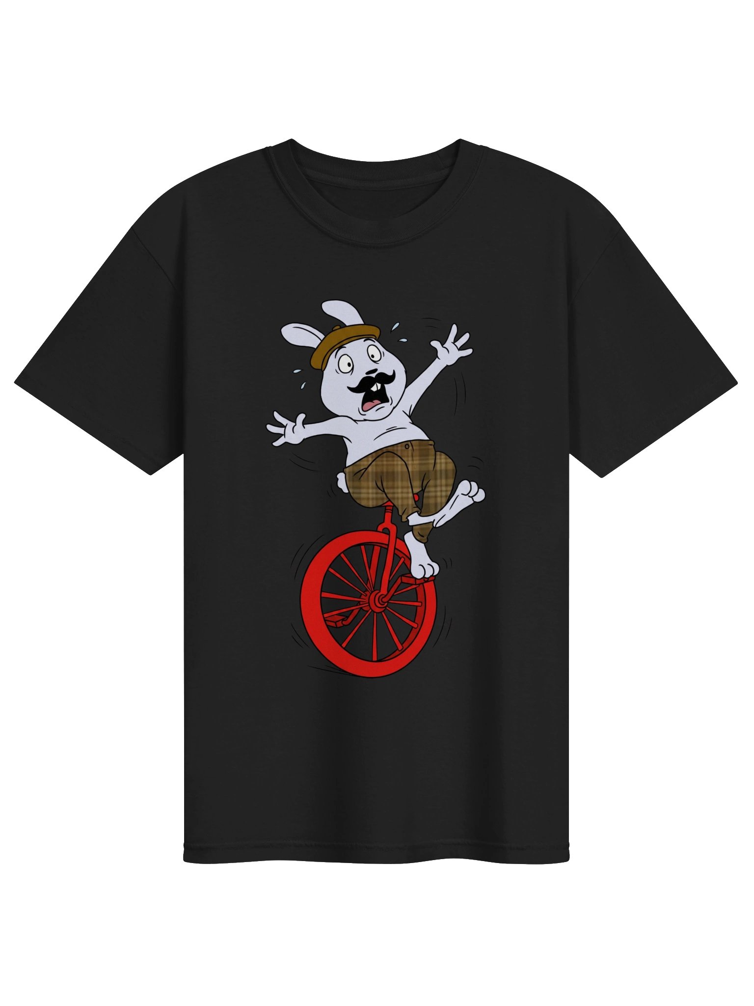 Wobbly Unicycle Bunny T-Shirt – Funny Panic Mode Unisex Tee product image (4)