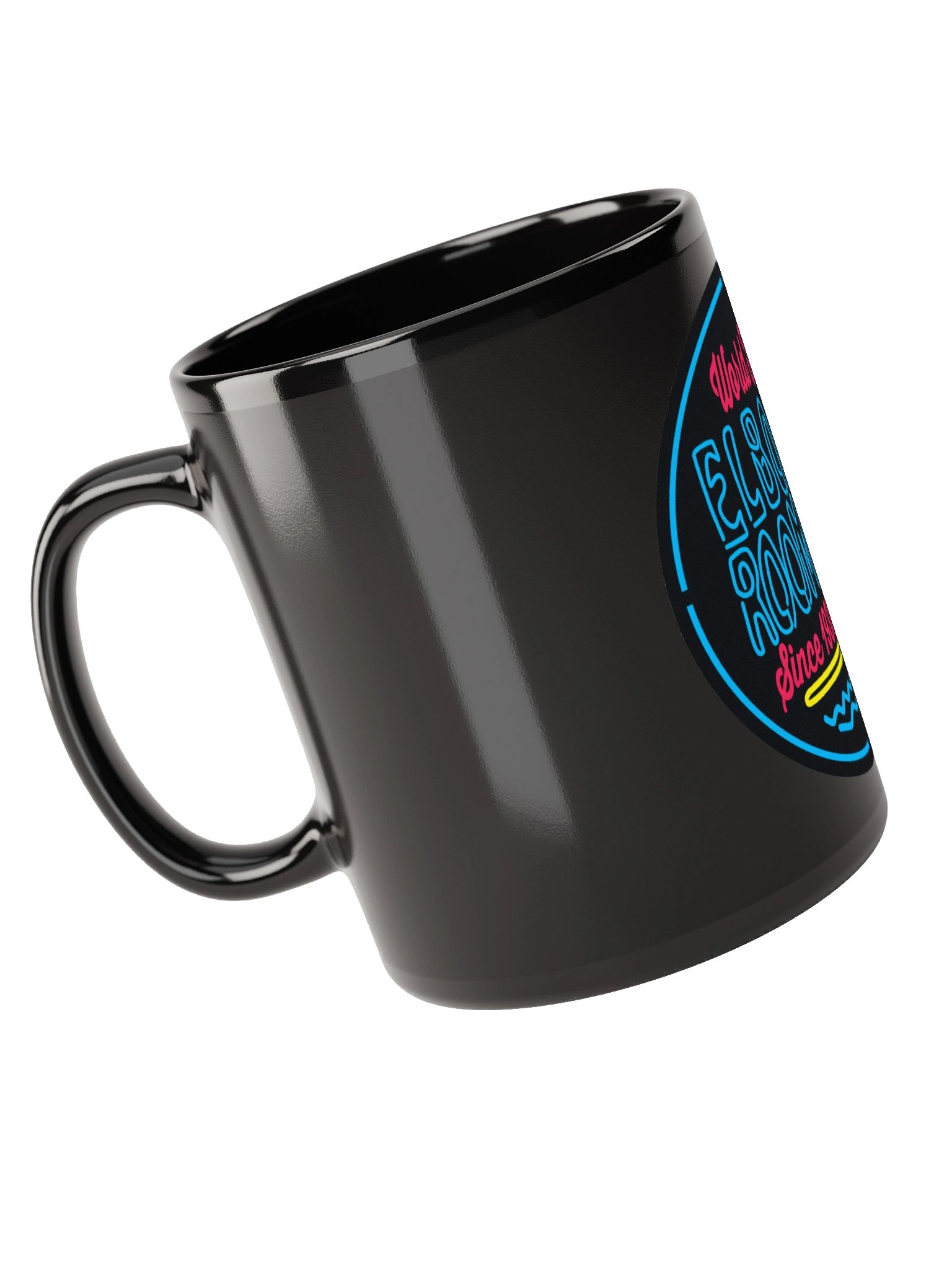 Elbo Room World Famous Neon Flamingo Ceramic Coffee Mug | Gloss Black product image (9)