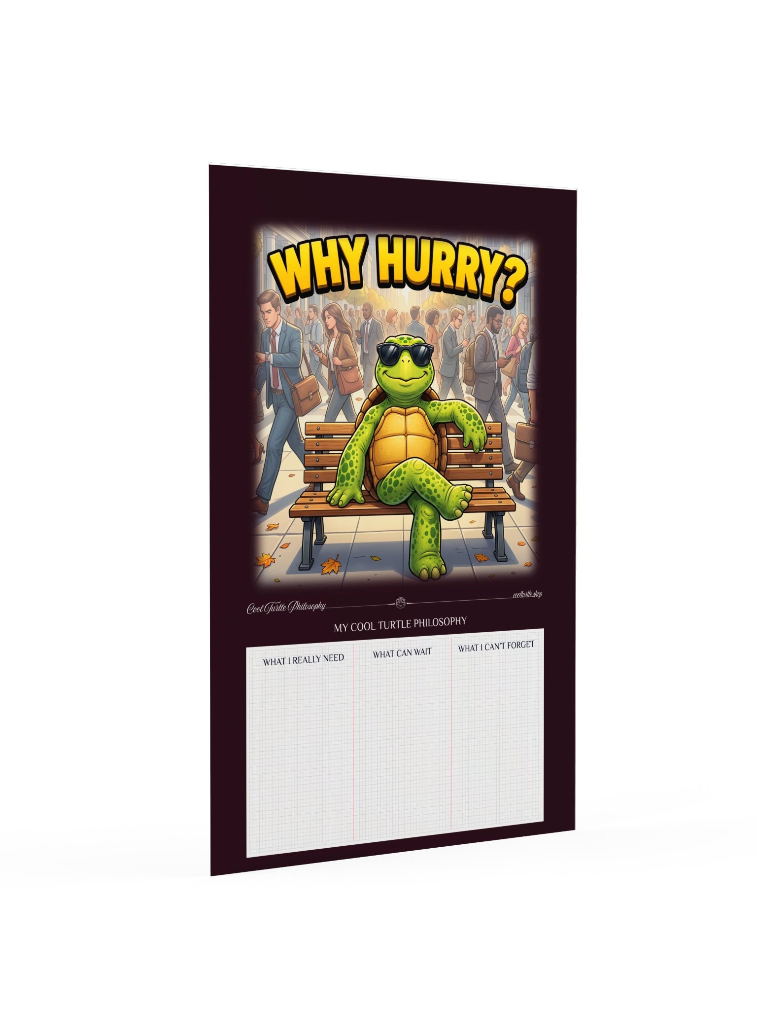 WHY HURRY? — Cool Turtle Matte Art Poster - Dark Burgundy product image (2)