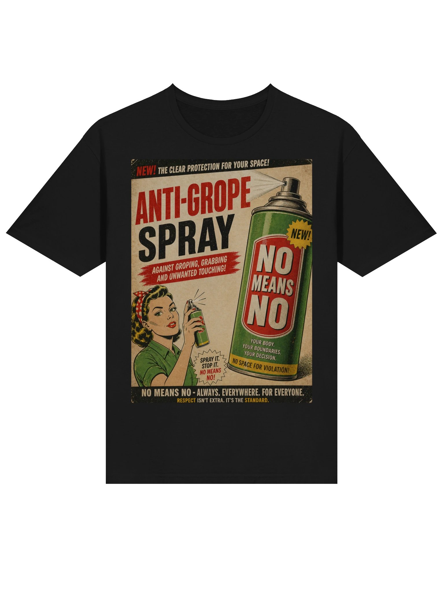Anti-Grope Spray T-Shirt – No Means No Statement Shirt product image (2)