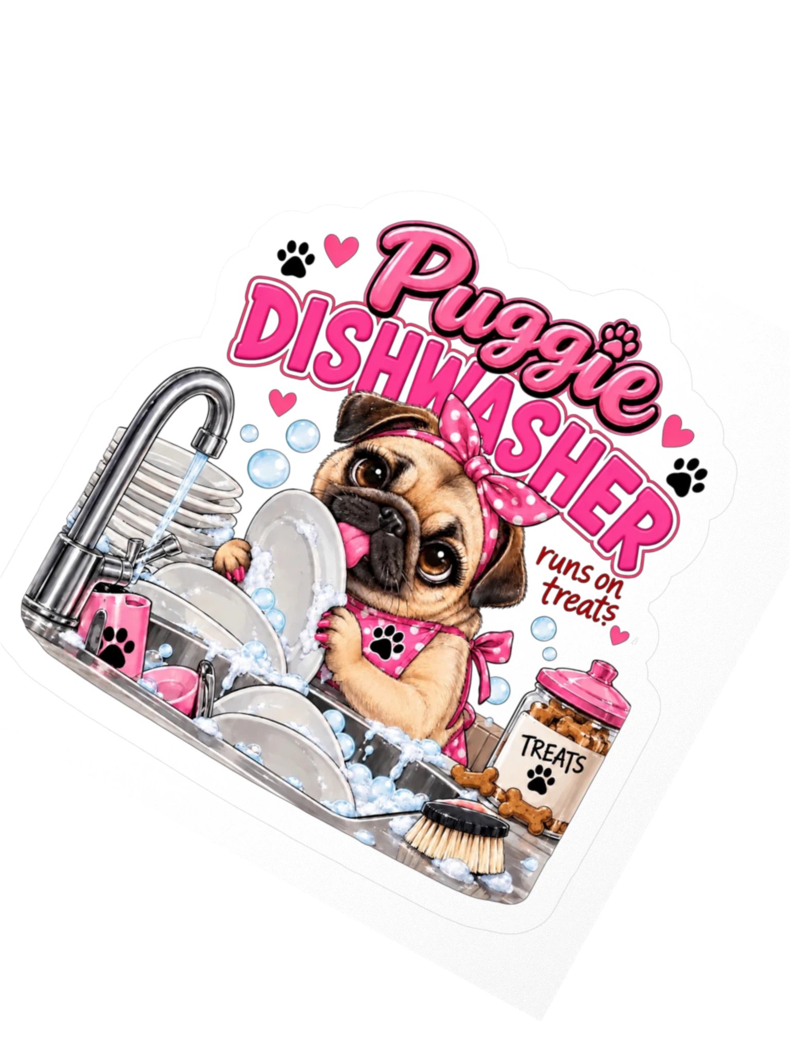 Puggie Dishwasher Kiss-Cut Sticker product image (2)