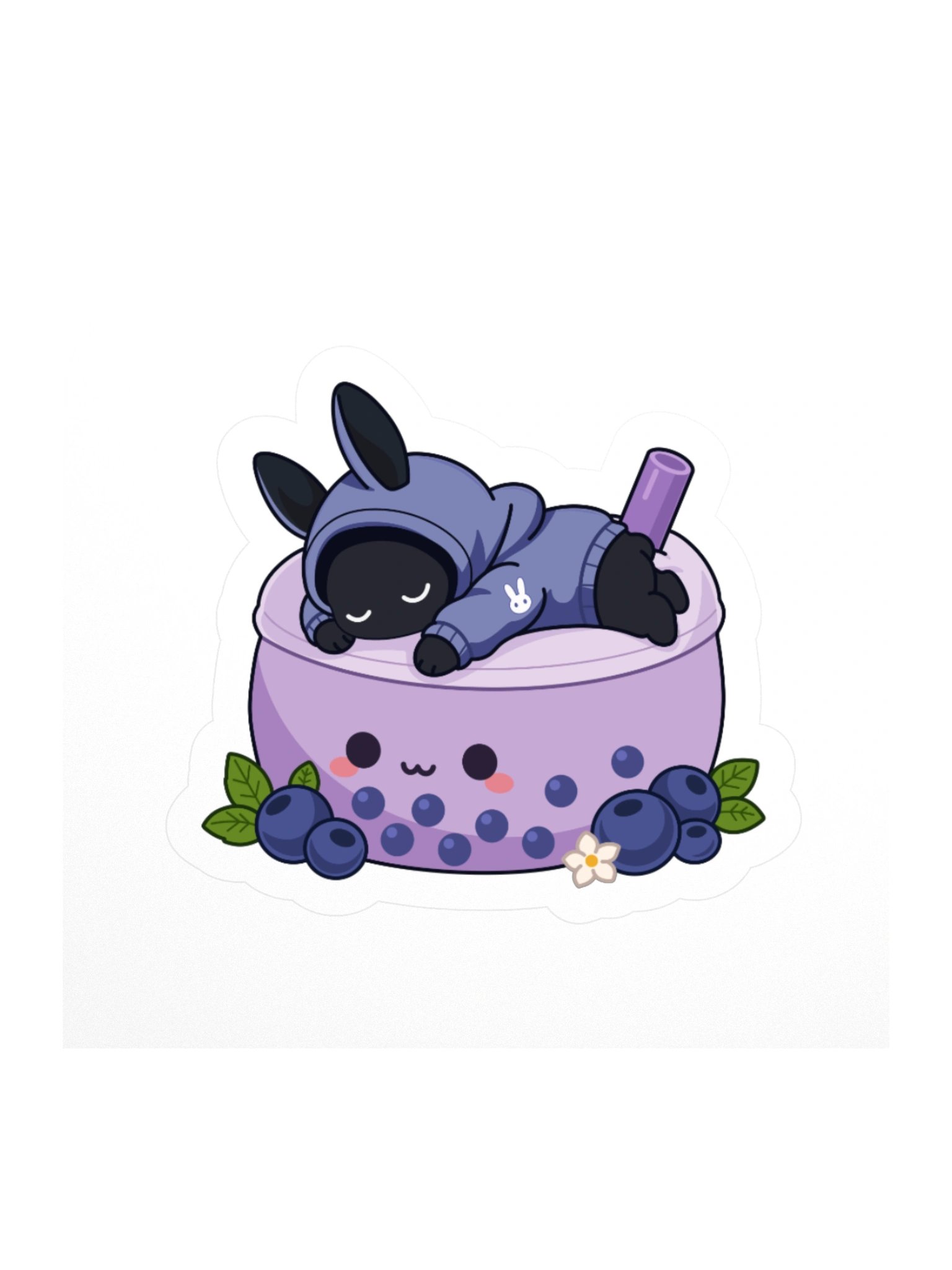 Poochoki Sleeping Blueberry Bubble Tea Beanbag Sticker product image (1)