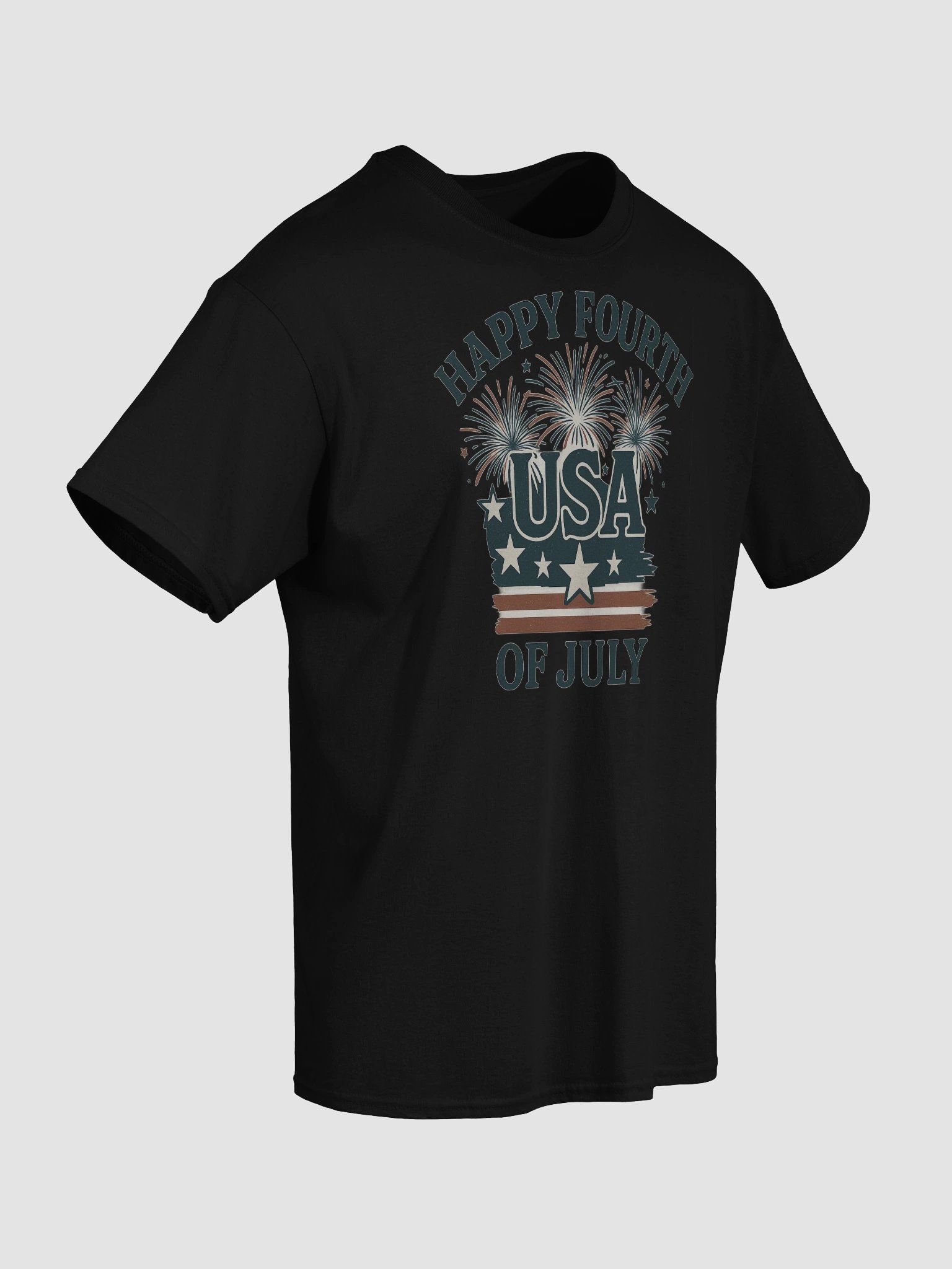 Happy Fourth of July Shirt – Vintage USA Fireworks and Stars Patriotic Tee product image (3)
