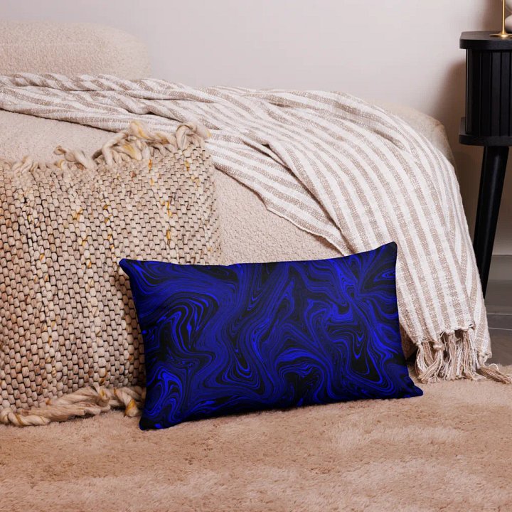Premium Pillow Case - Dark Blue and Black Fluid Swirls product image (1)