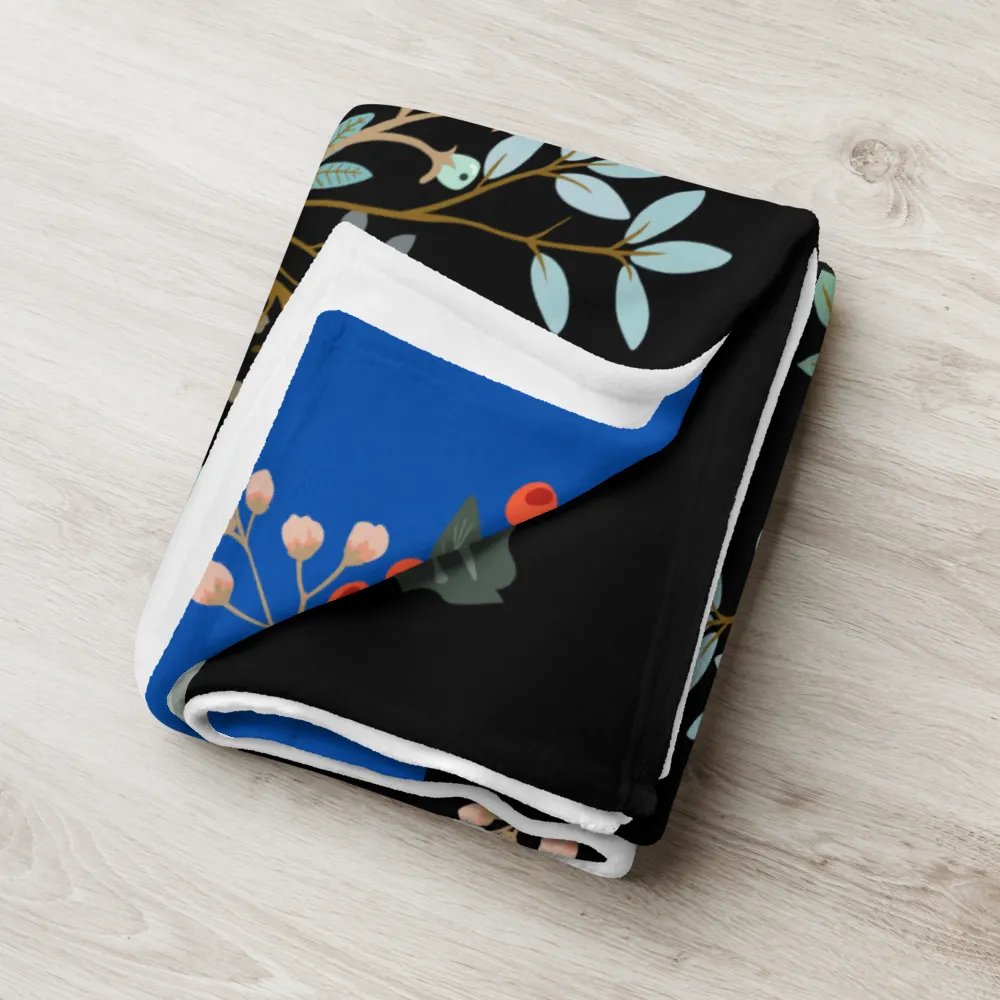 Flower on Black and Blue Pattern Throw Blanket | Floral Pattern Blanket product image (7)