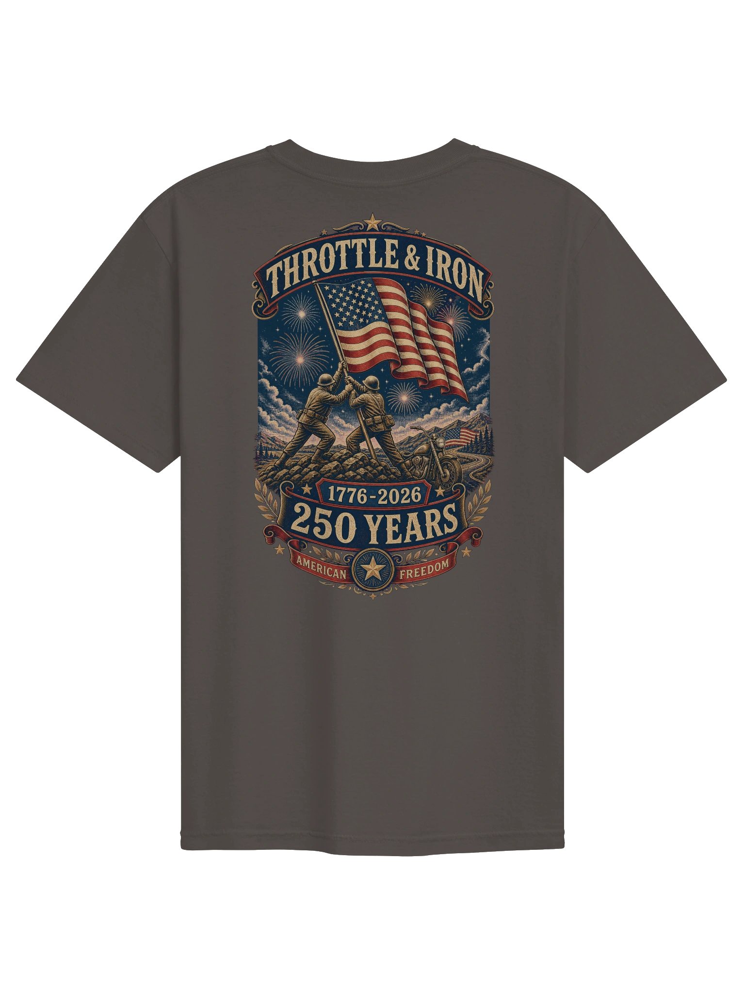 Throttle & Iron Americana 250th Anniversary Heavyweight Tee- Back Graphic product image (2)
