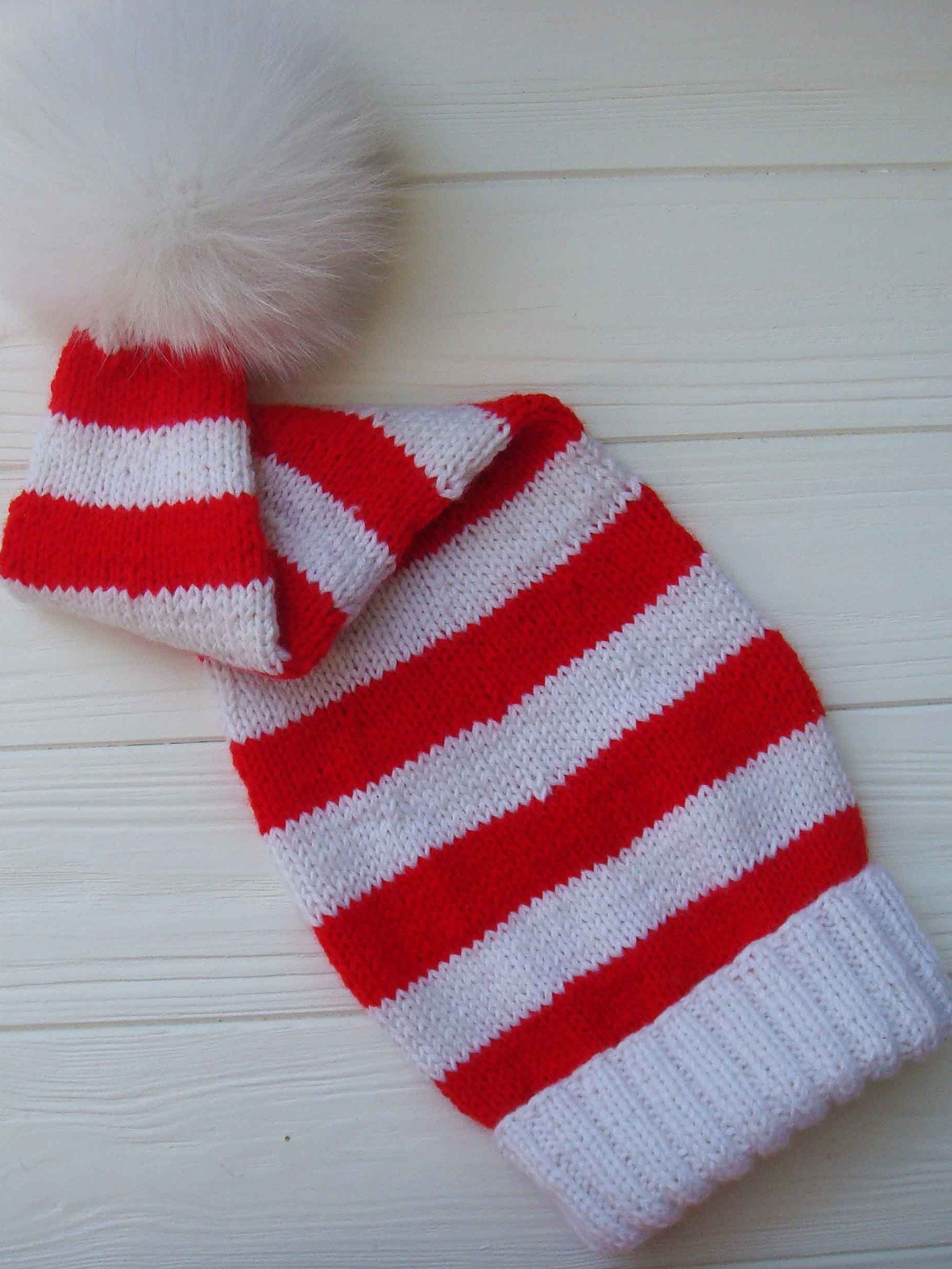 Striped Newborn Baby Santa Hat Pattern product image (5)