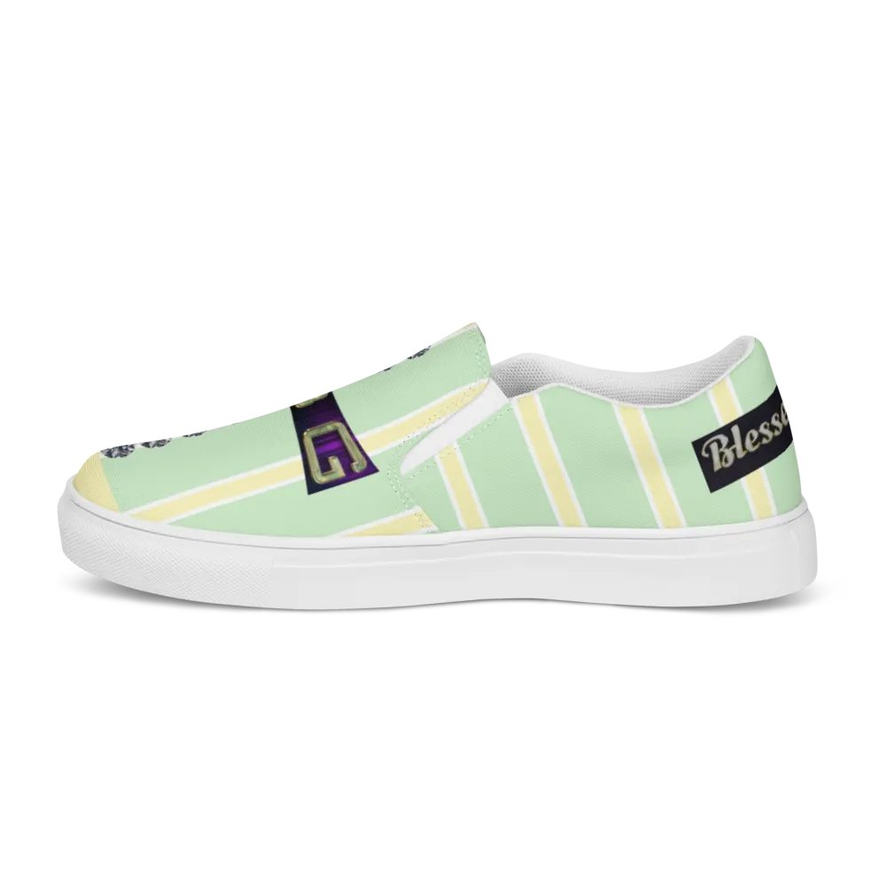 BBG Lime Green & Yellow Diamond Cross Women's Slip On product image (10)