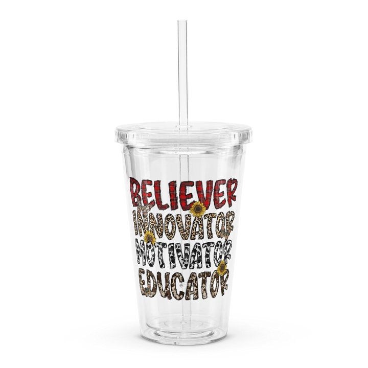 Believer, Innovator, Motivator, Educator - Double Wall Clear Plastic Tumbler product image (1)