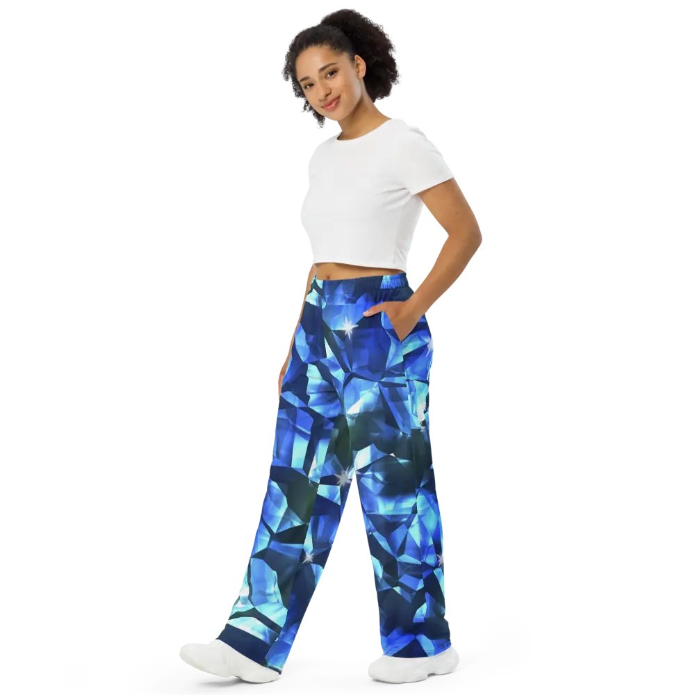 Blue Crystal Pattern Wideleg Pants product image (4)