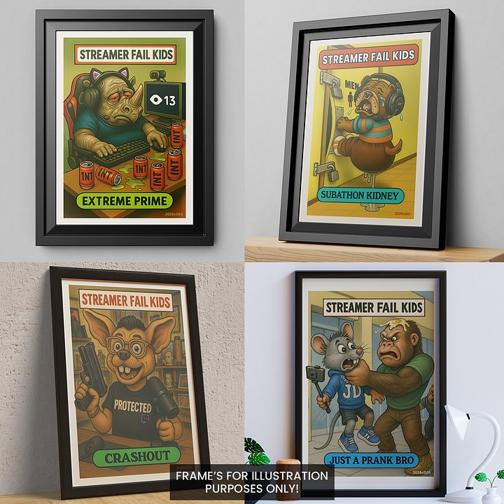 Streamer Fail Kids Posters – Funny Gamer Room Art – Matte or Glossy A4 Prints (1st Edition Designs 0-10) product image (1)