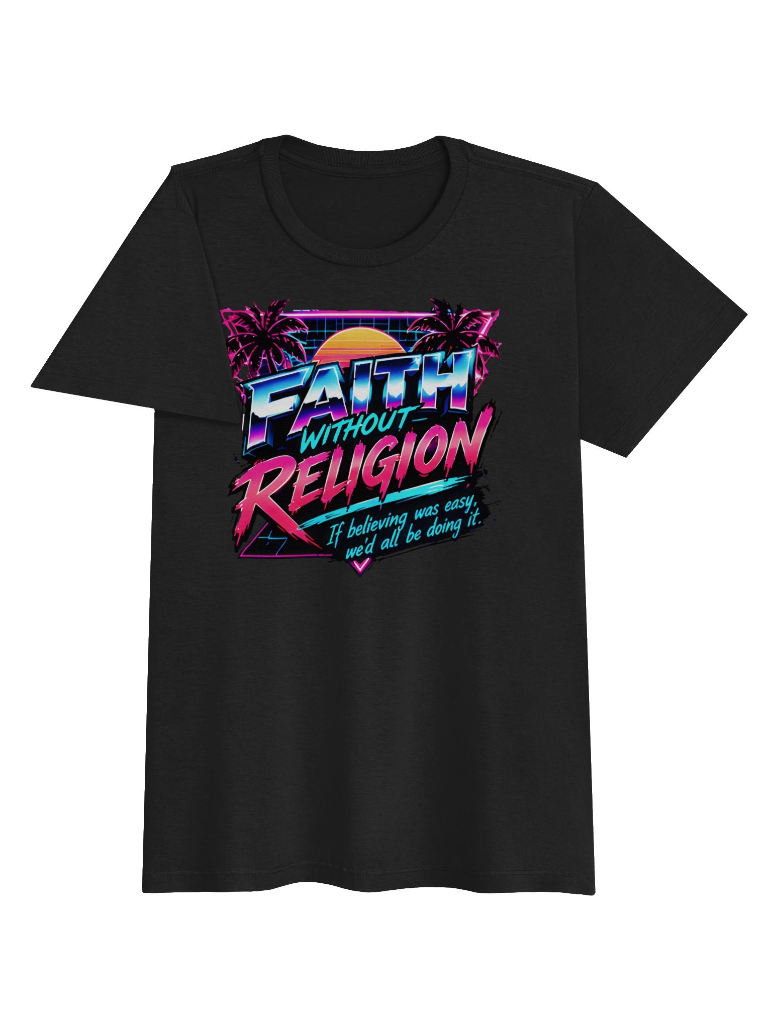 Women's Retro Sunset Grid Palm Faith Tee product image (3)