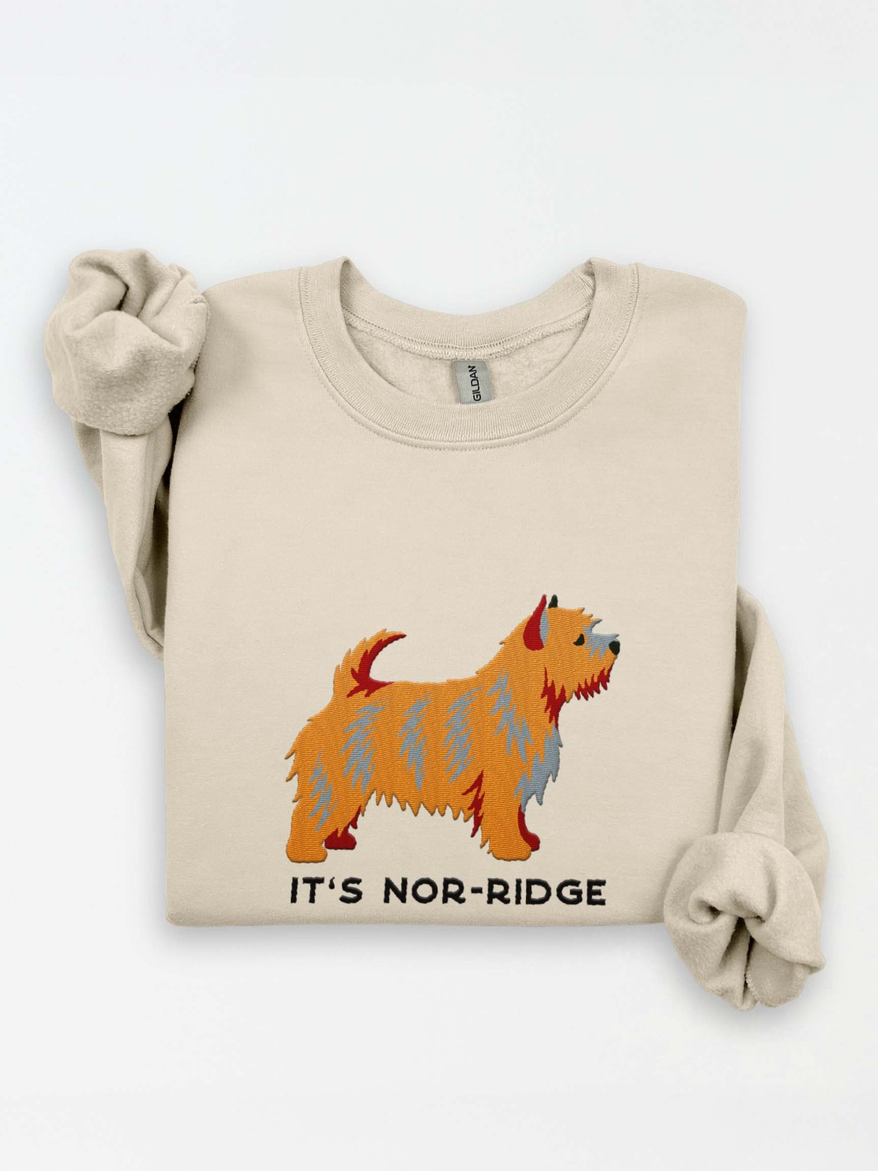 It's Nor-Ridge Sweatshirt (Embroidered) of a Norwich Terrier(Tan) product image (1)