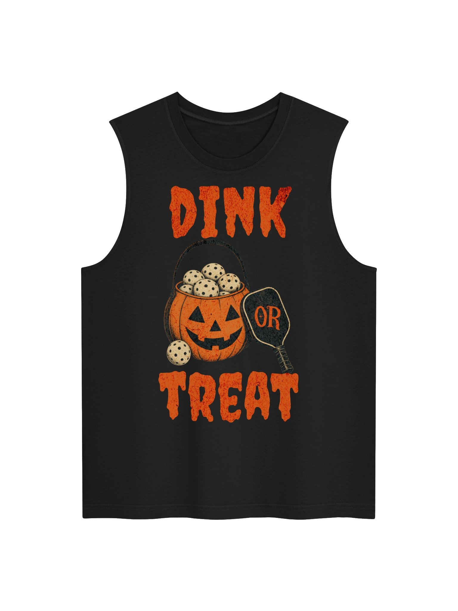 Dink or Treat Halloween Pickleball Tank Top Funny Pumpkin Gift for Players product image (3)