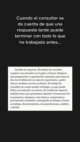 Un buen consultor no solo necesita experiencia y conocimiento. También necesita sentido de urgencia.

Responder tarde, incump...