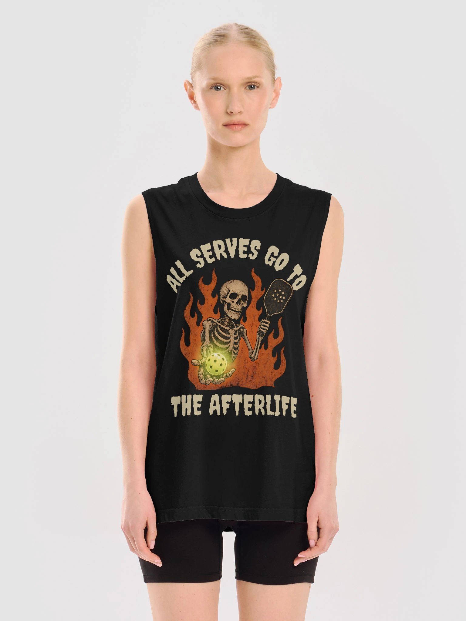 All Serves Go to the Afterlife Pickleball Tank Top Funny Skeleton Gift product image (3)
